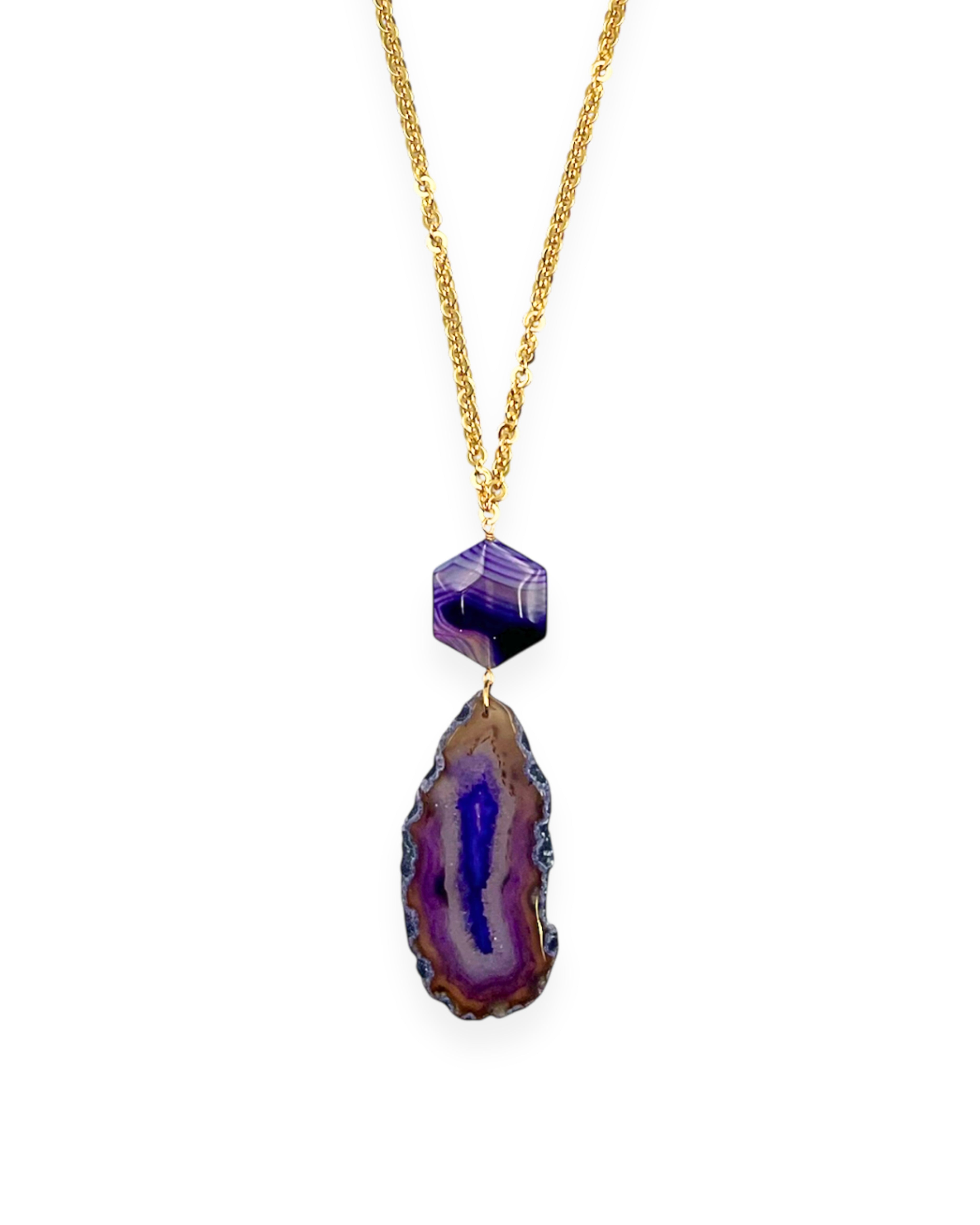 Purple Agate Drop Necklace