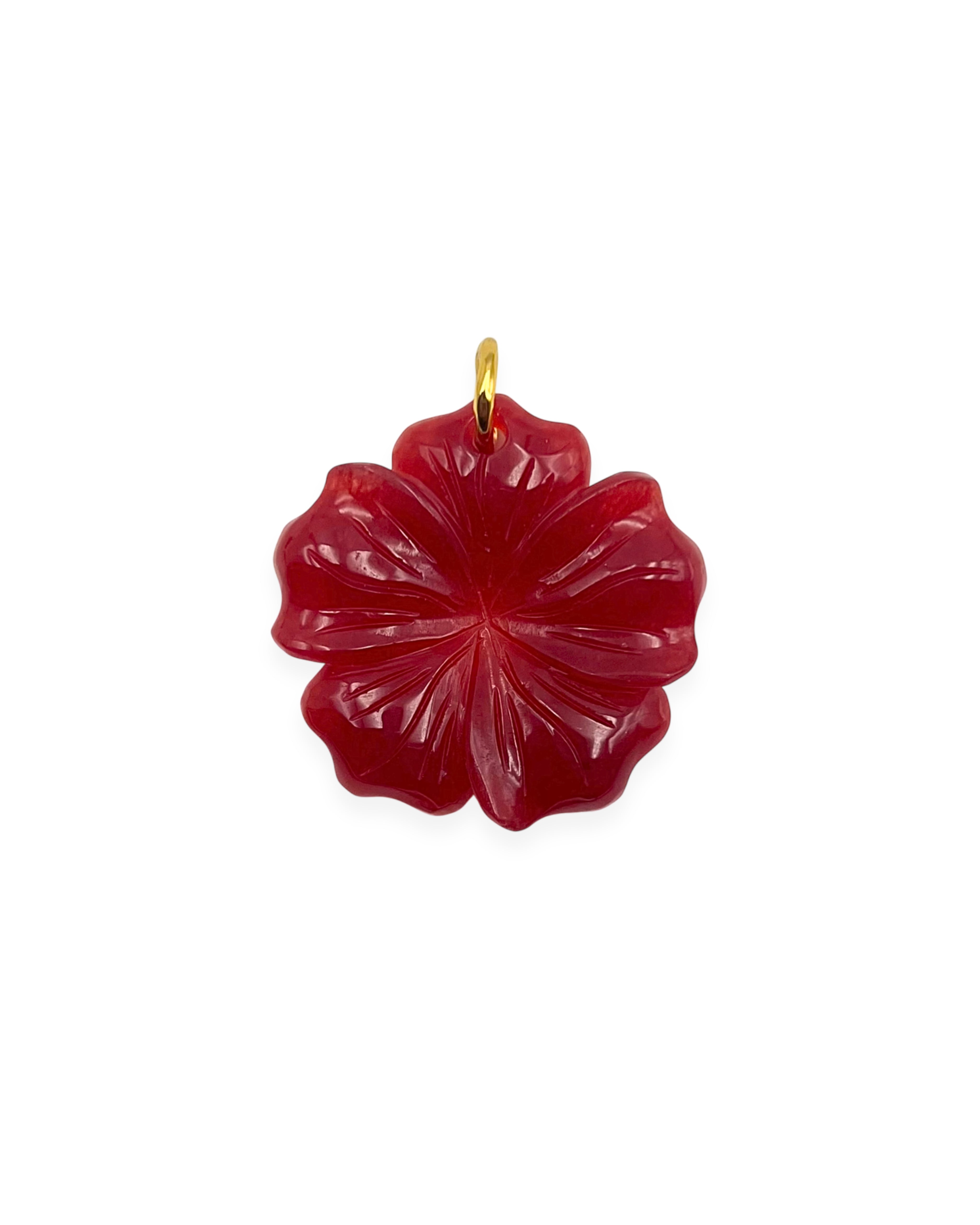 Ruby Quartz Flower Pendant