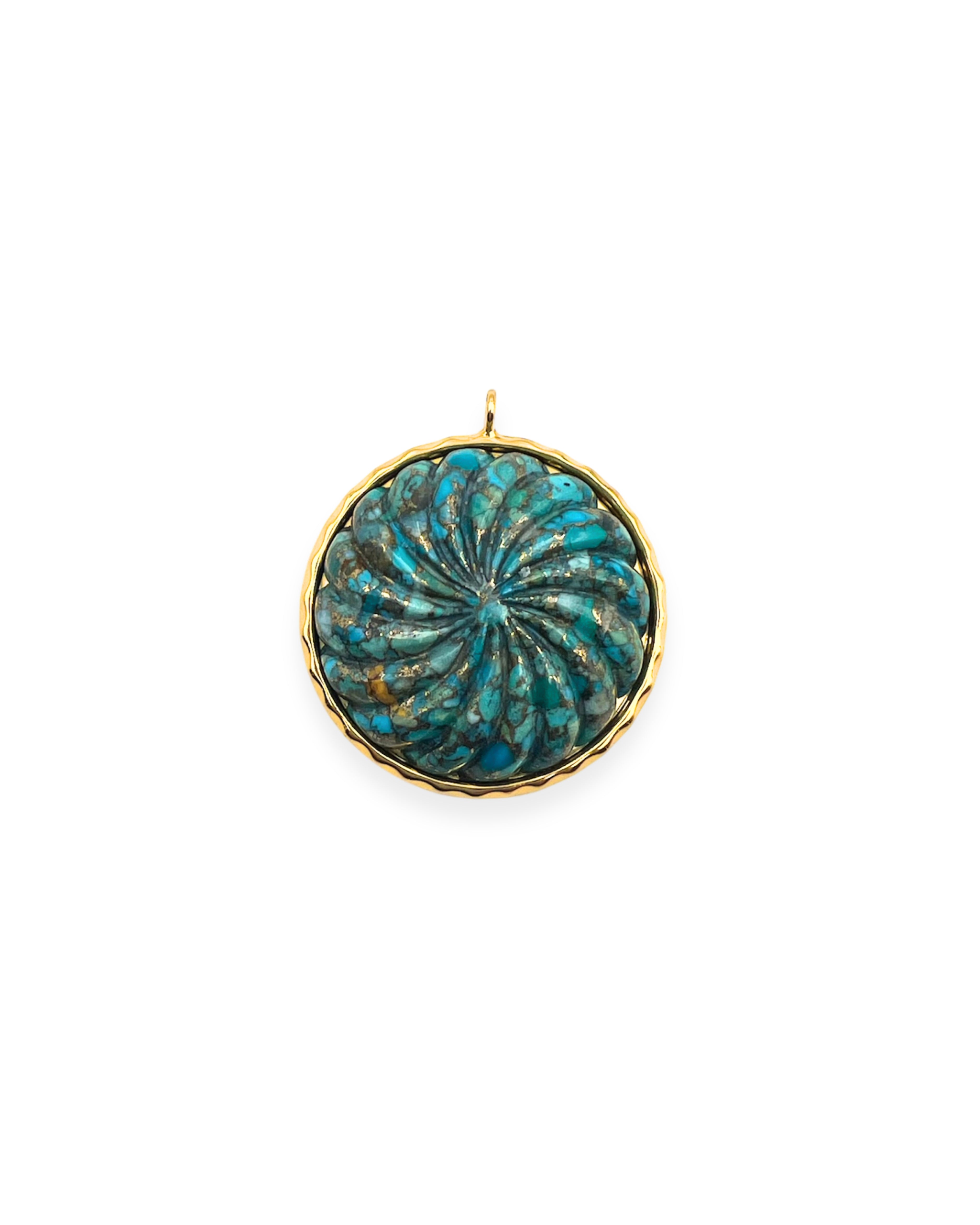 Carved Turquoise Bezel Pendant