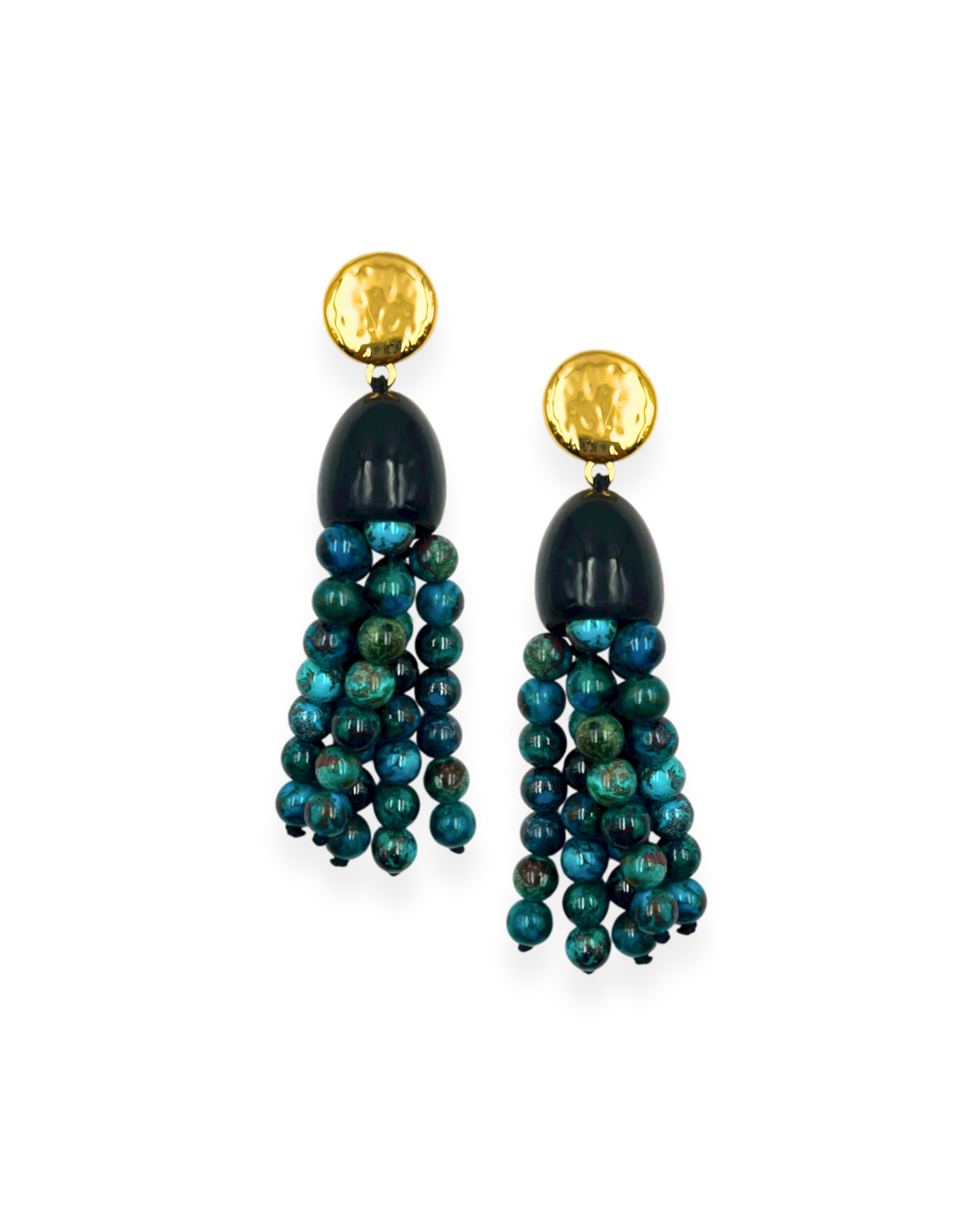 Chrysocolla Tassel Earrings