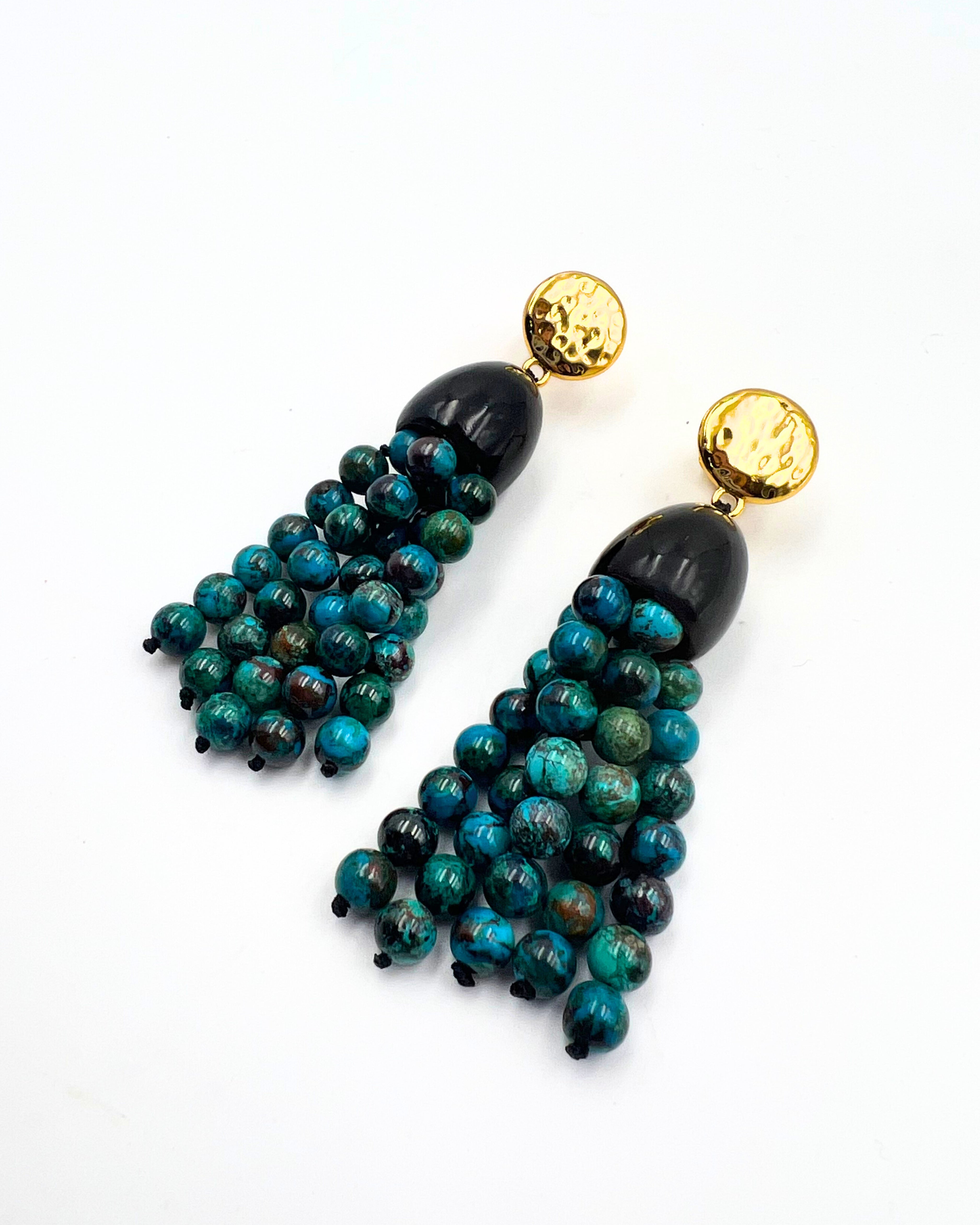Chrysocolla Tassel Earrings