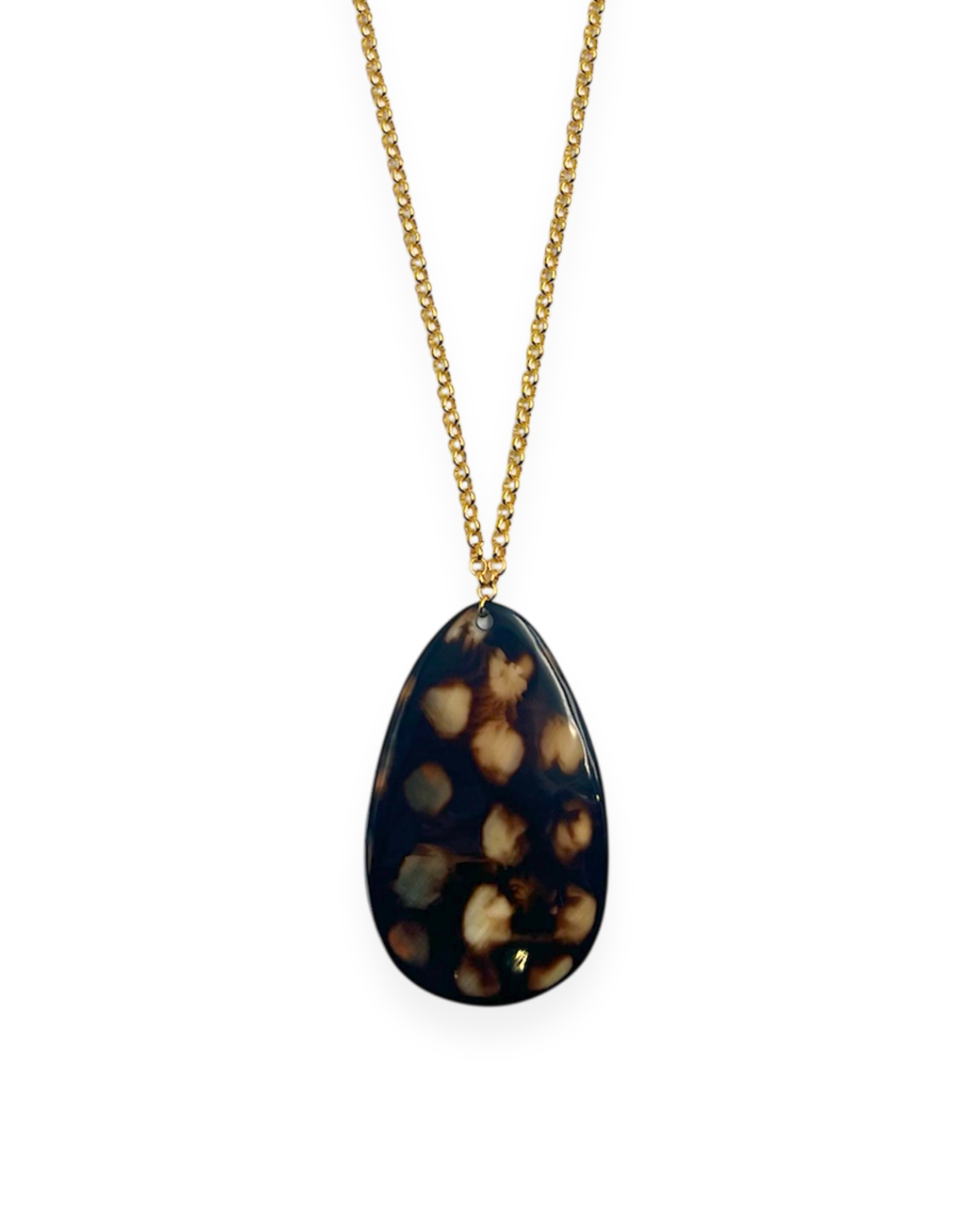 Spotted Horn Pendant Necklace
