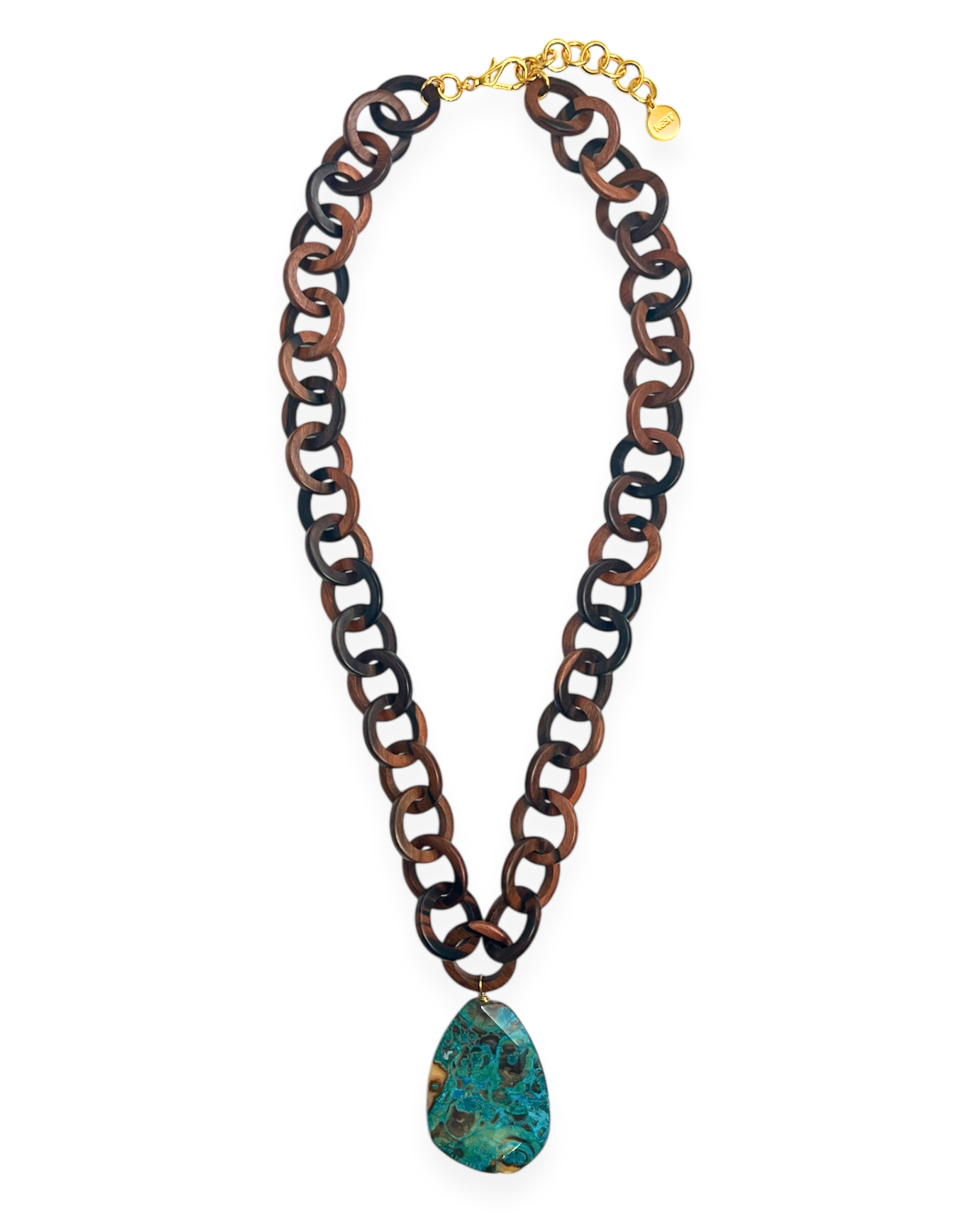 Rosewood Chain with Turquoise Jasper Pendant