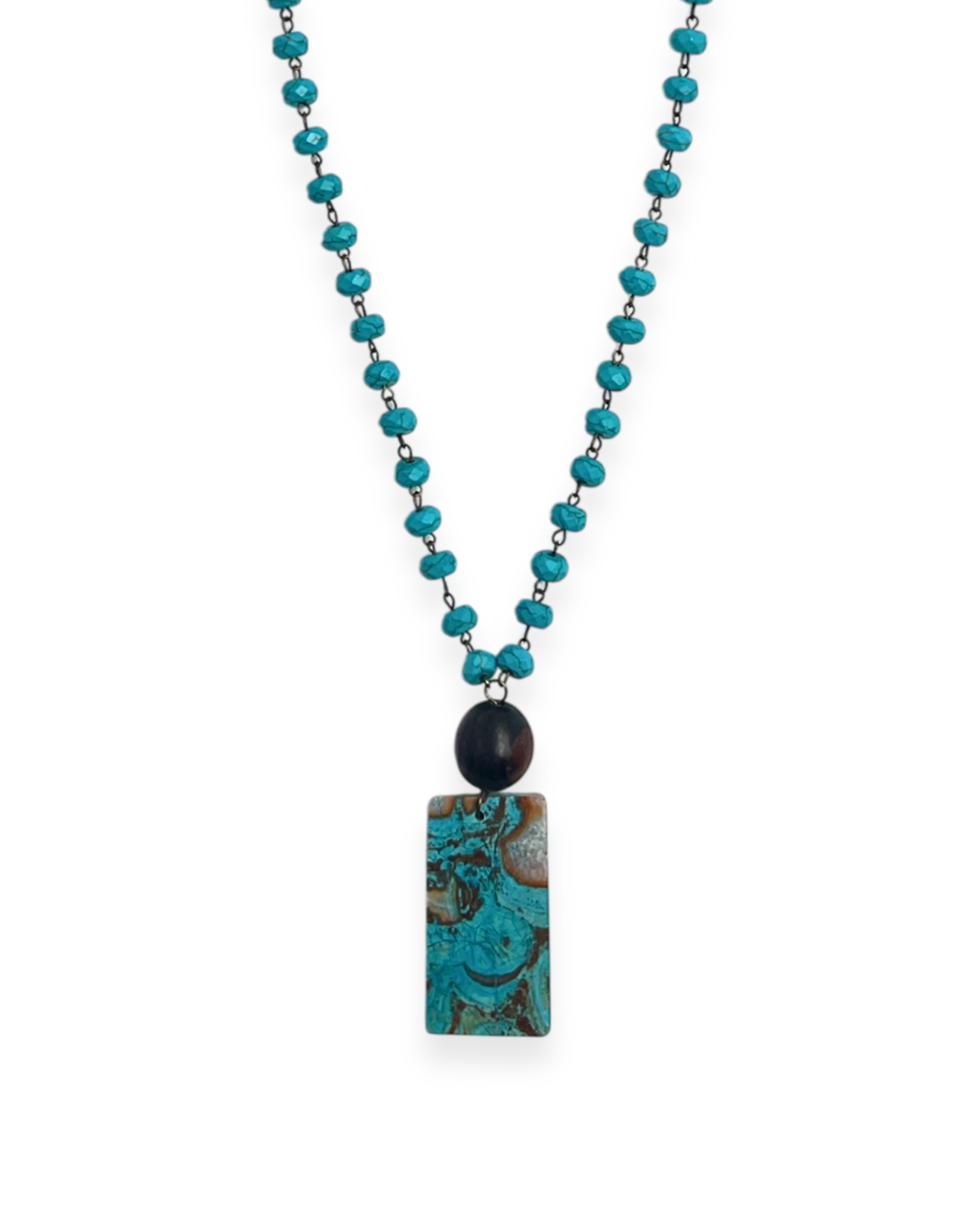 Turquoise Jasper Long Pendant Necklace