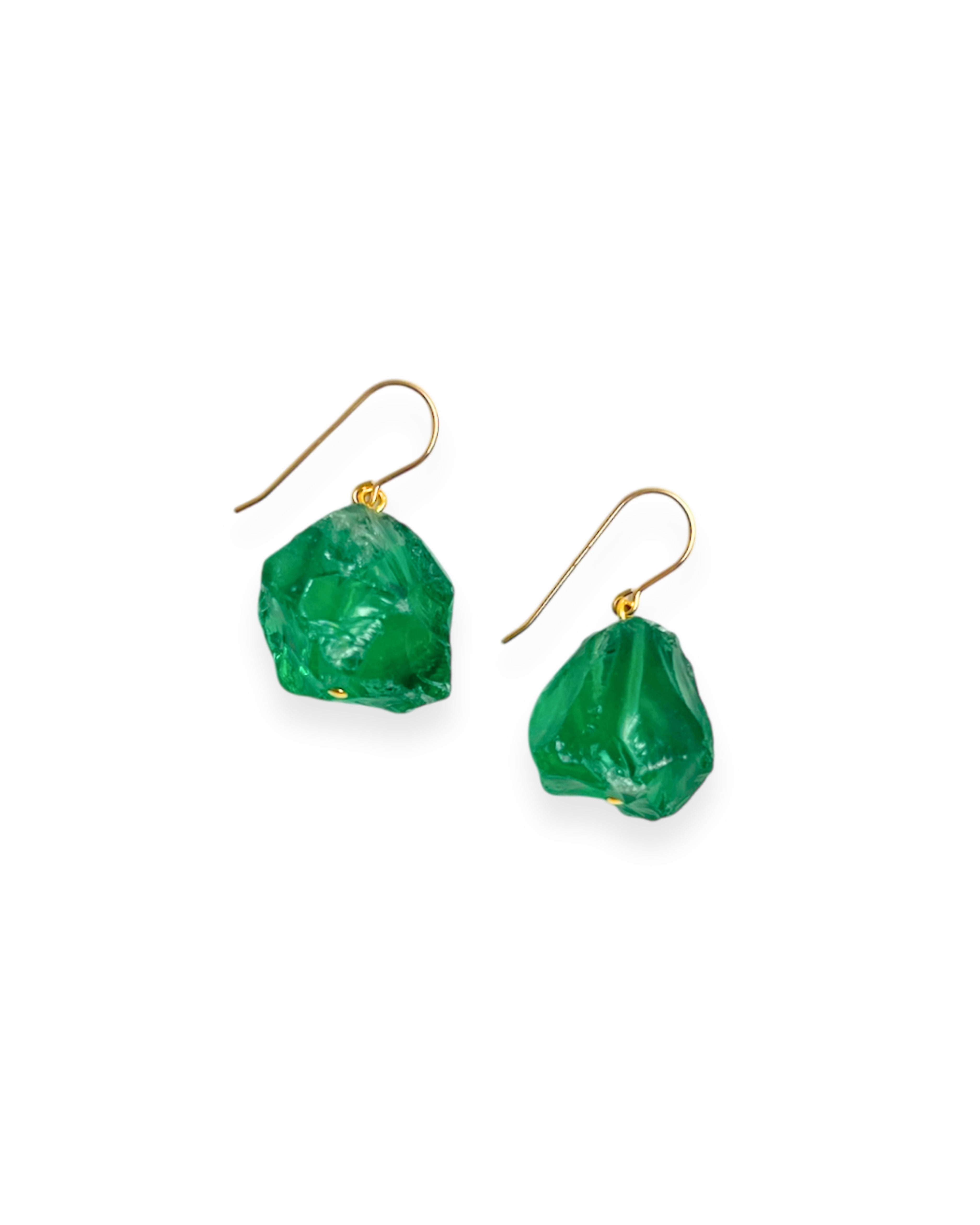 Green Quartz Nugget Drop Earrings