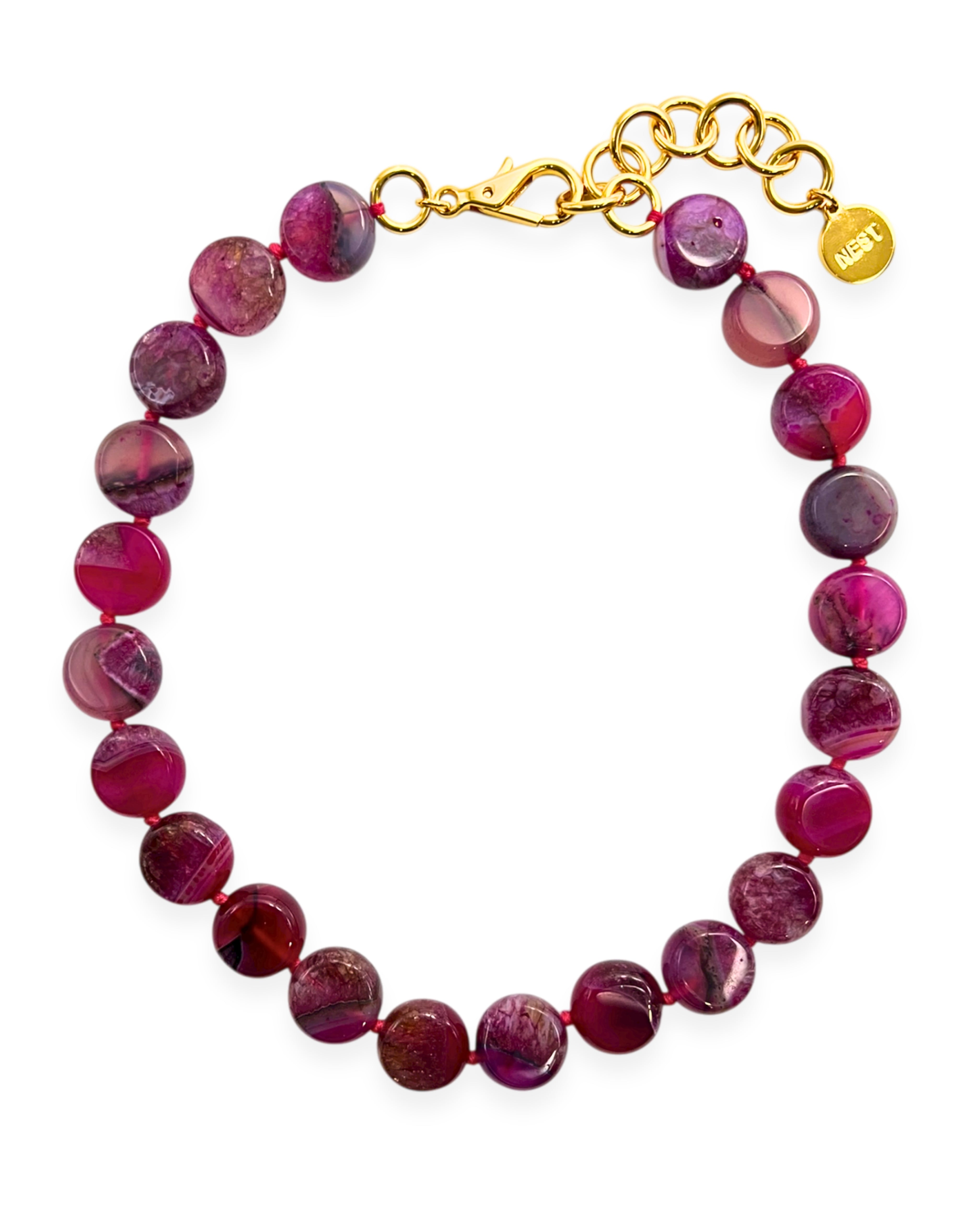 Magenta Agate Strand Necklace