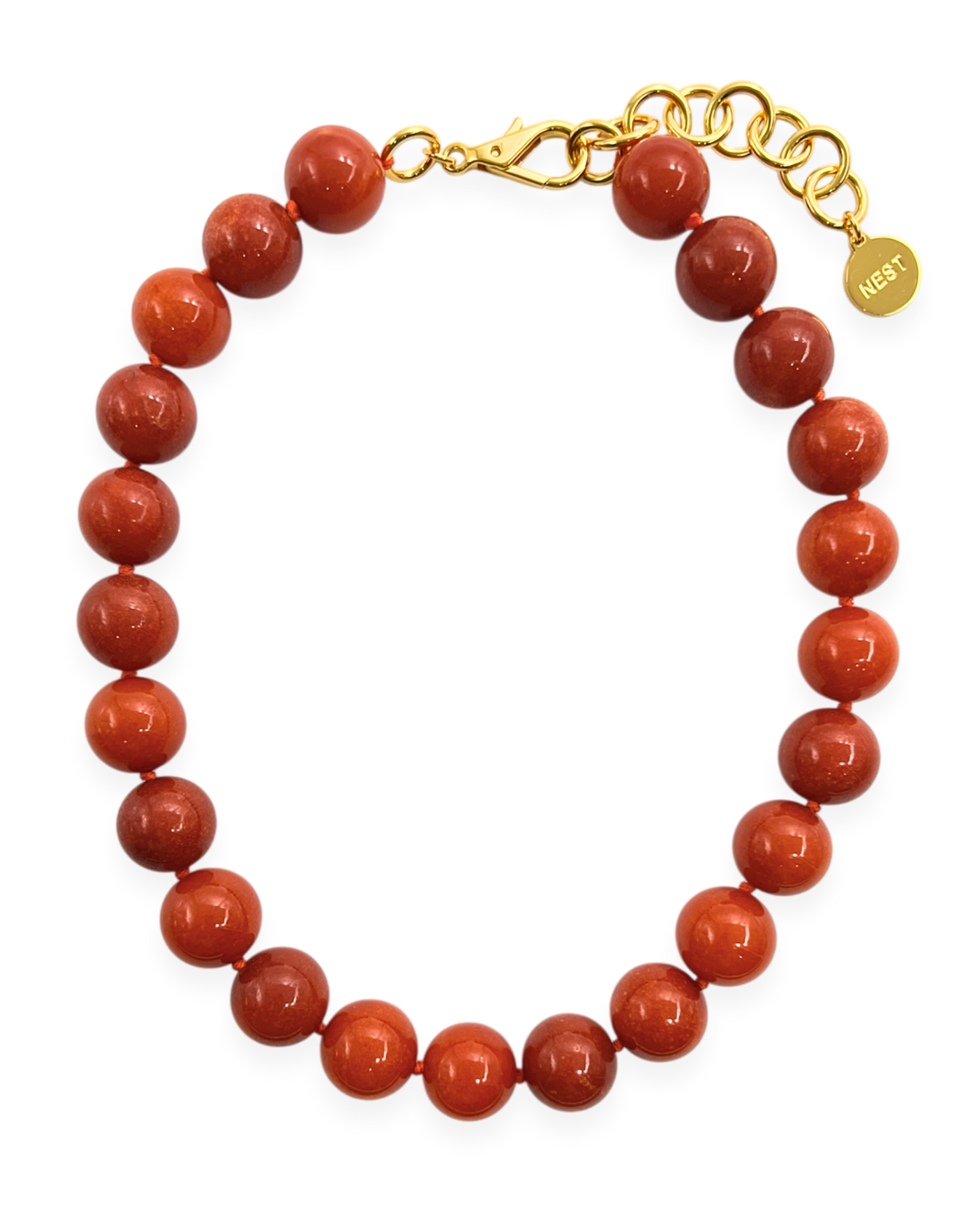 Orange Jade Strand Necklace