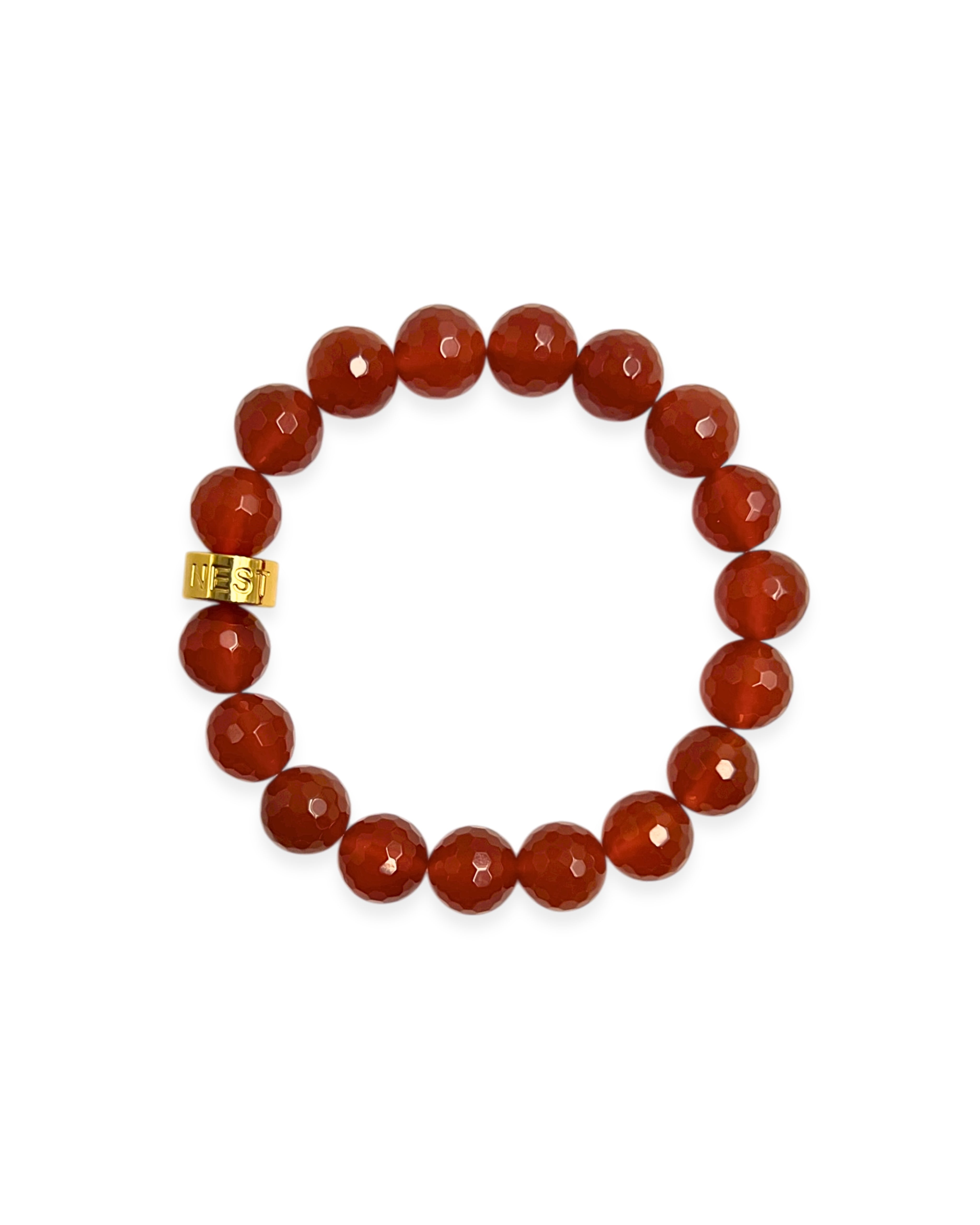Faceted Carnelian Stretch Bracelet