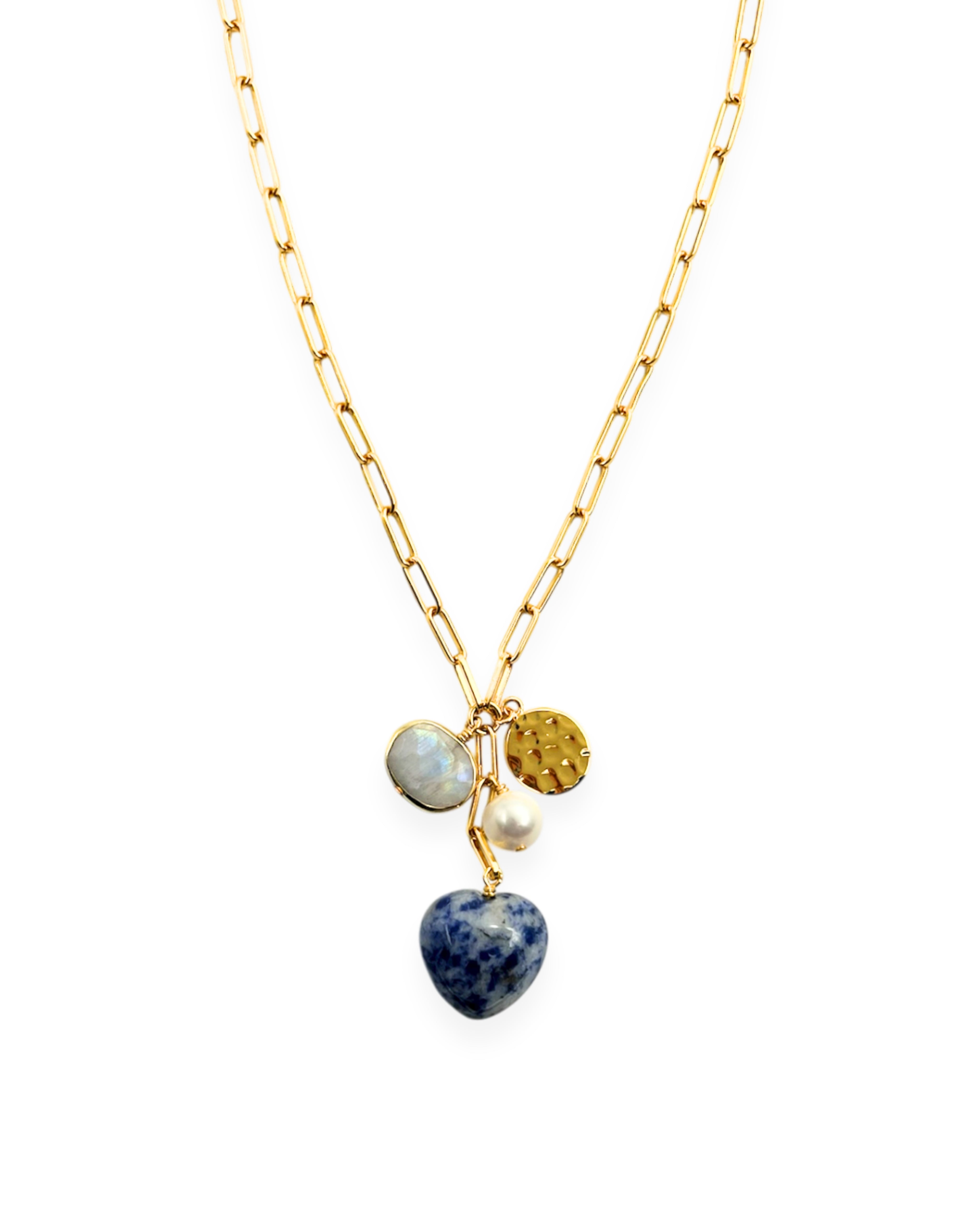 Blue Jasper Heart Charm Necklace