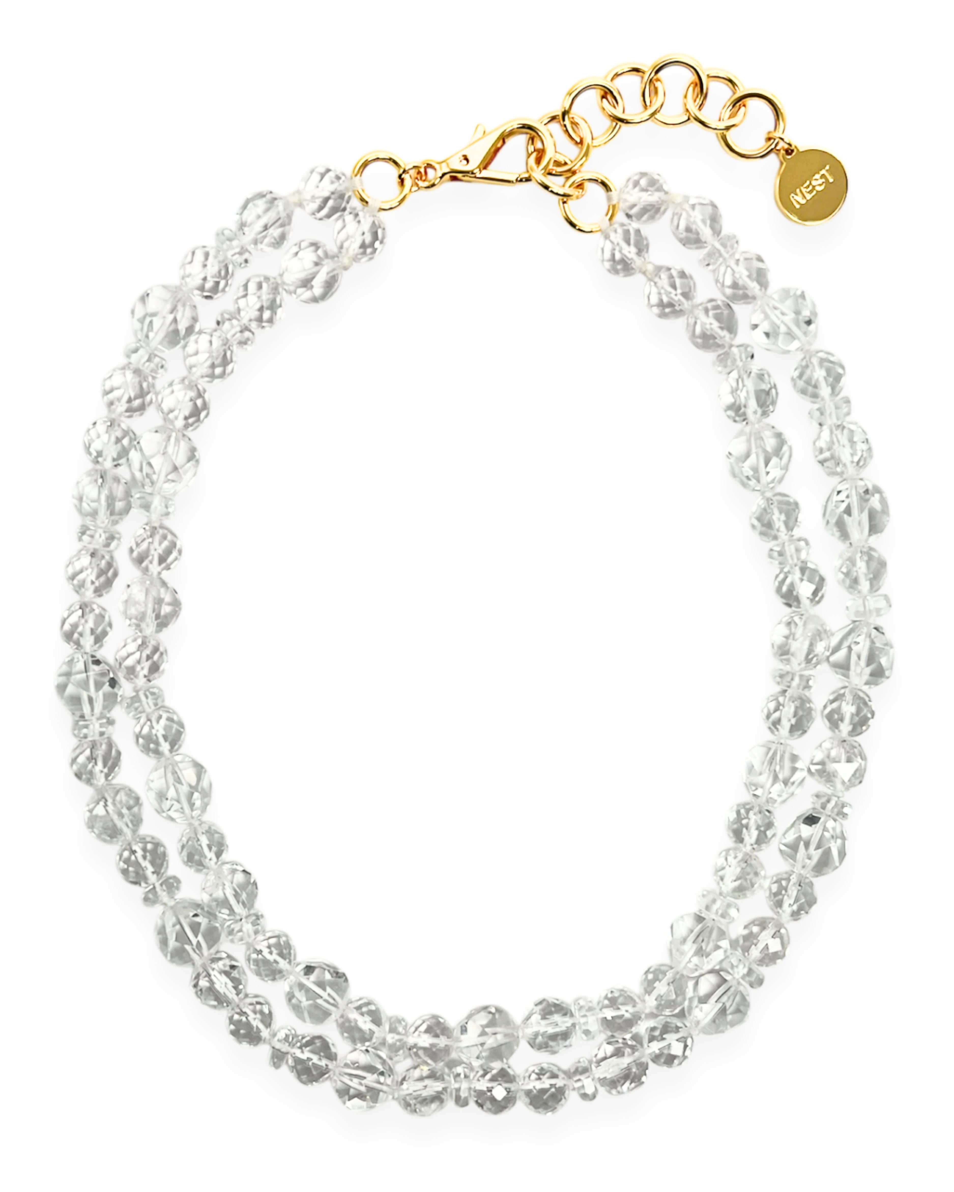 Faceted Rock Crystal Double Strand Necklace