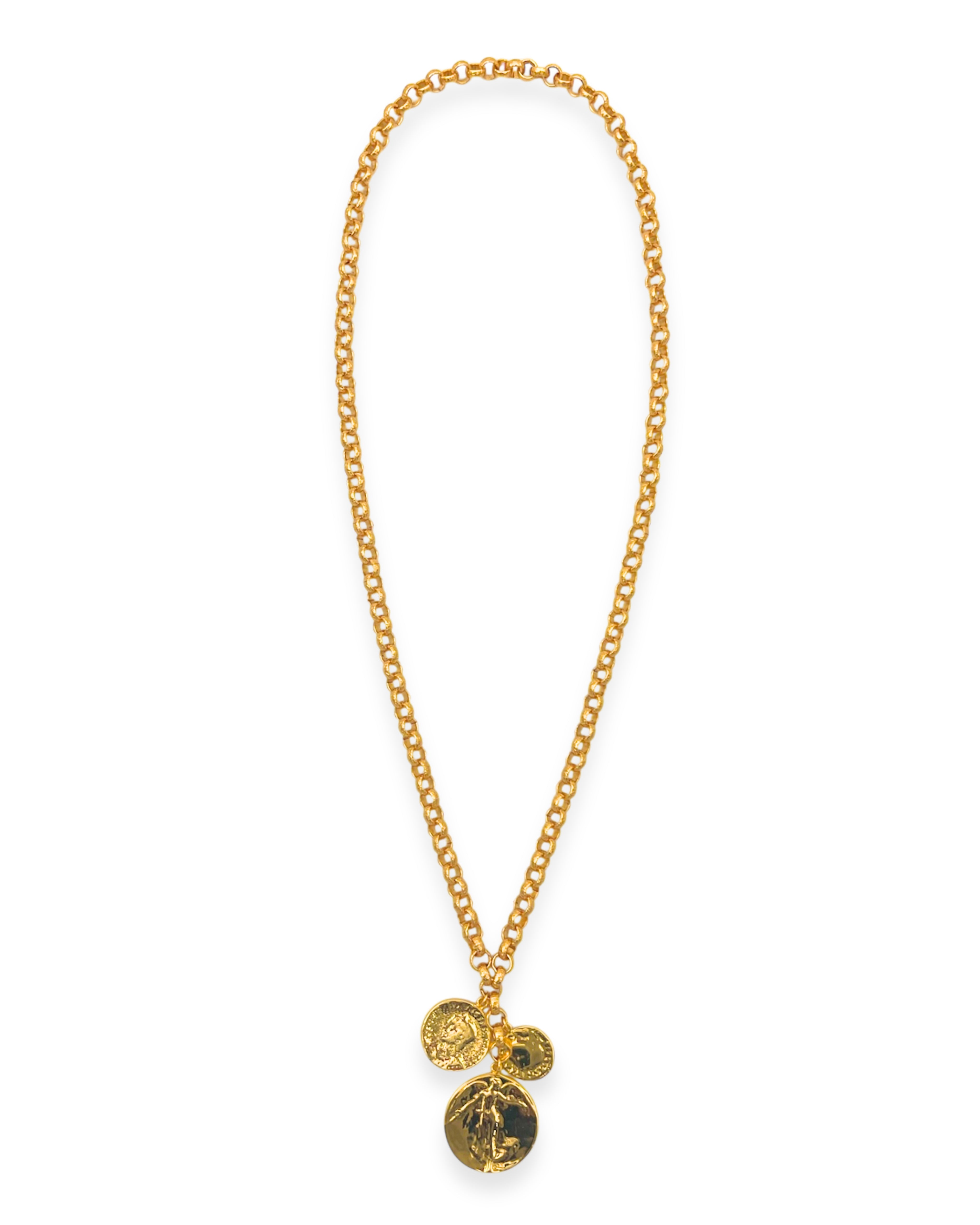 Long Chain Coin Pendant Necklace