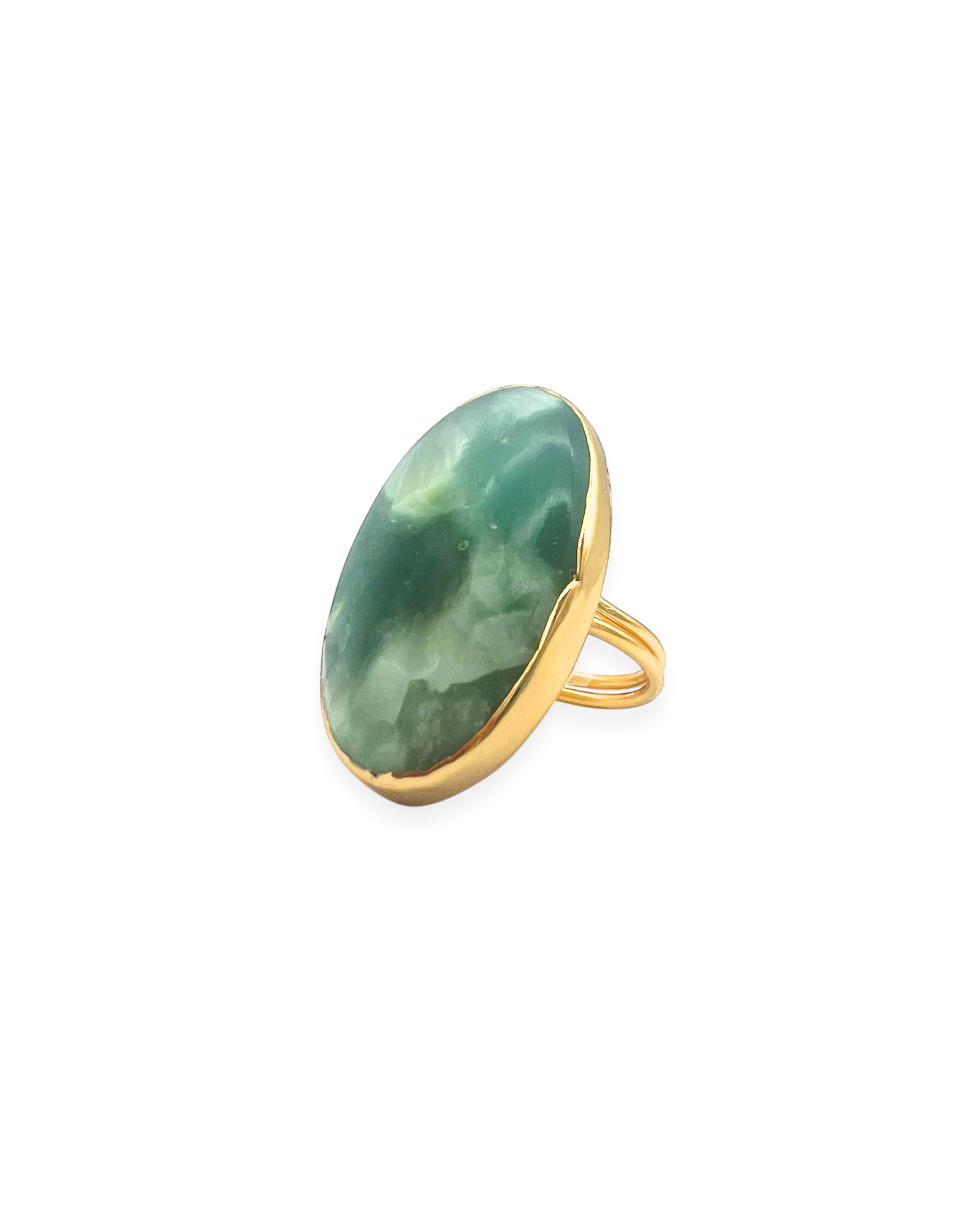 Green Moonstone Adjustable Ring