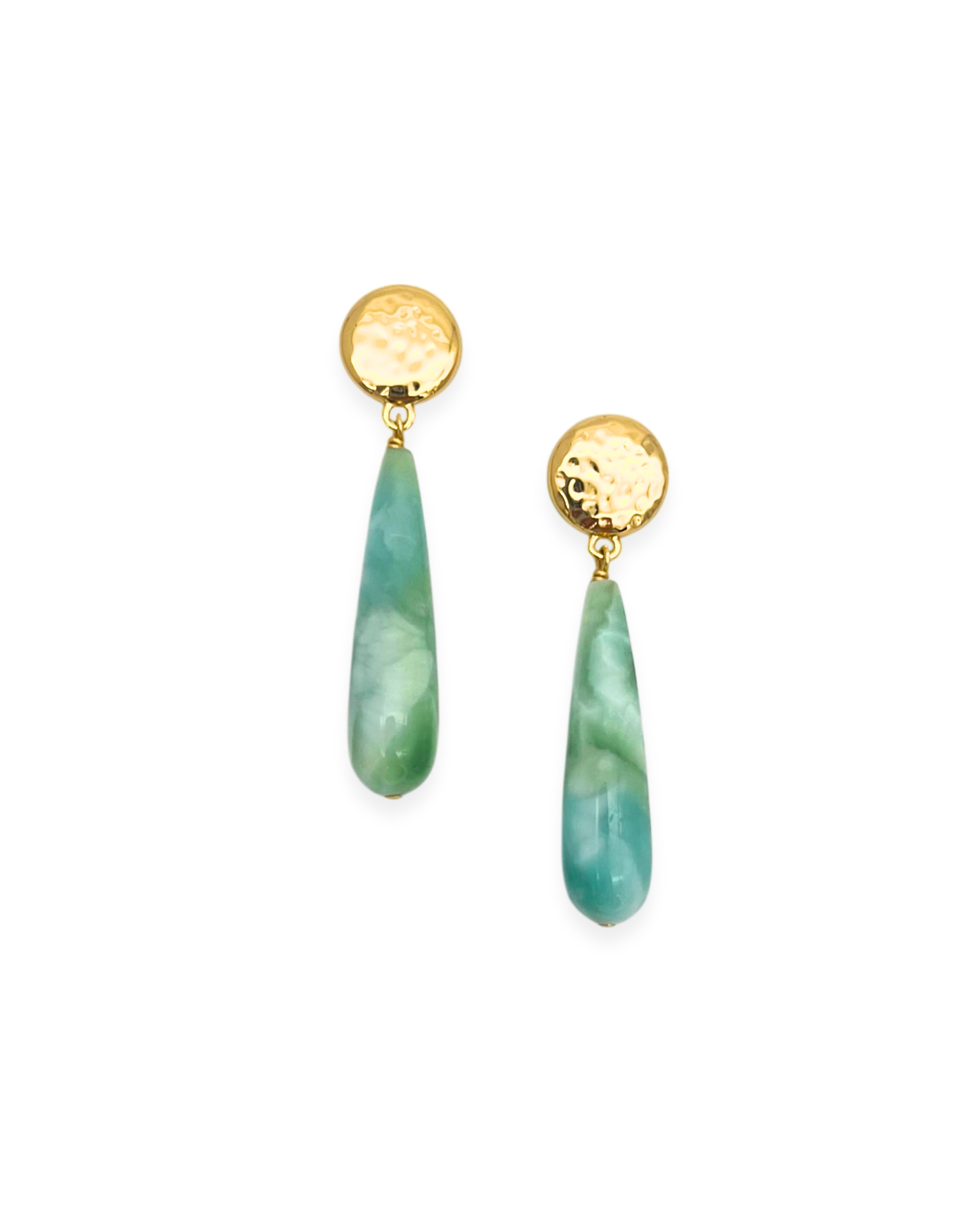 Green Moonstone Drop Earrings