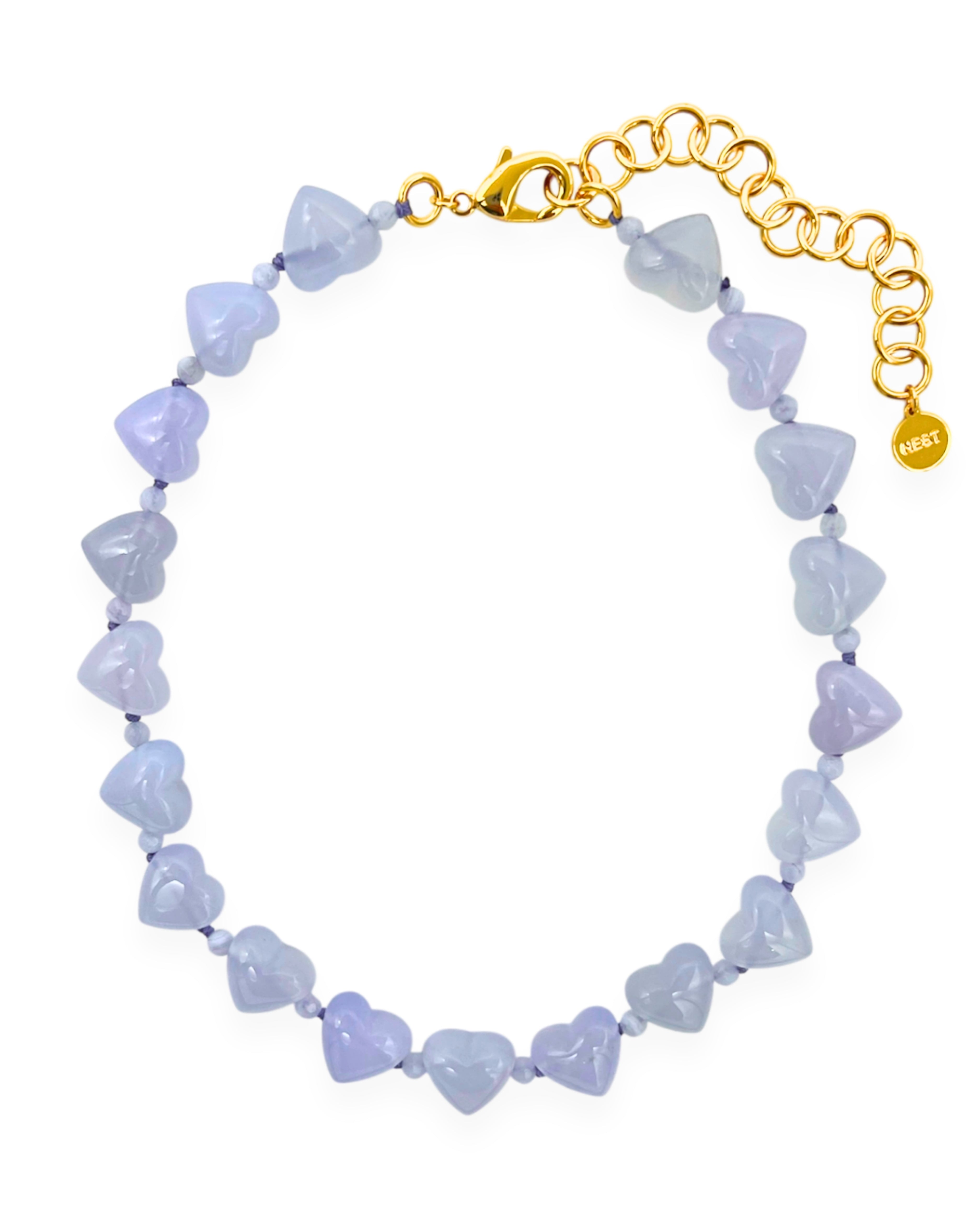 Chalcedony Heart Strand Necklace
