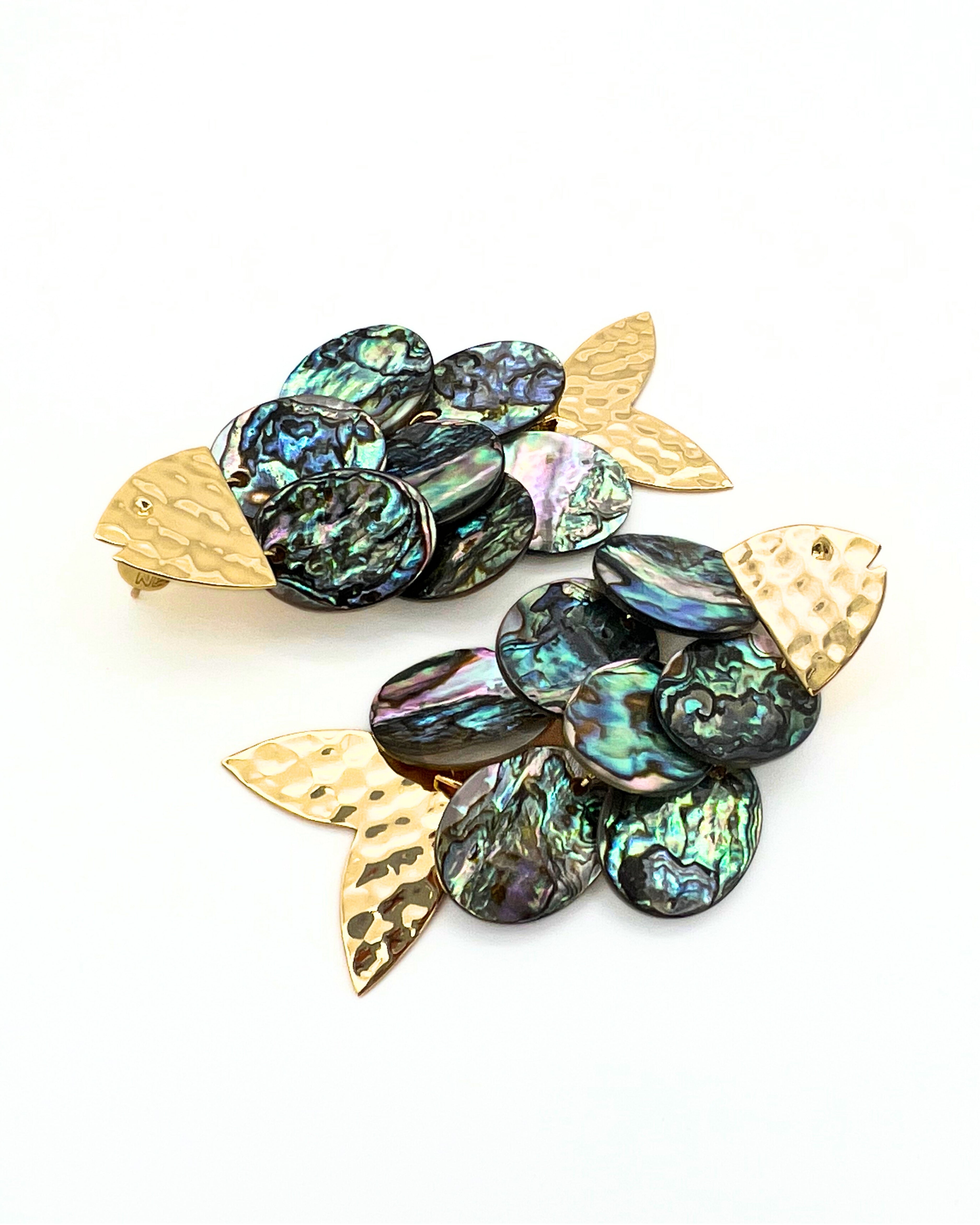 Abalone Fish Statement Earrings