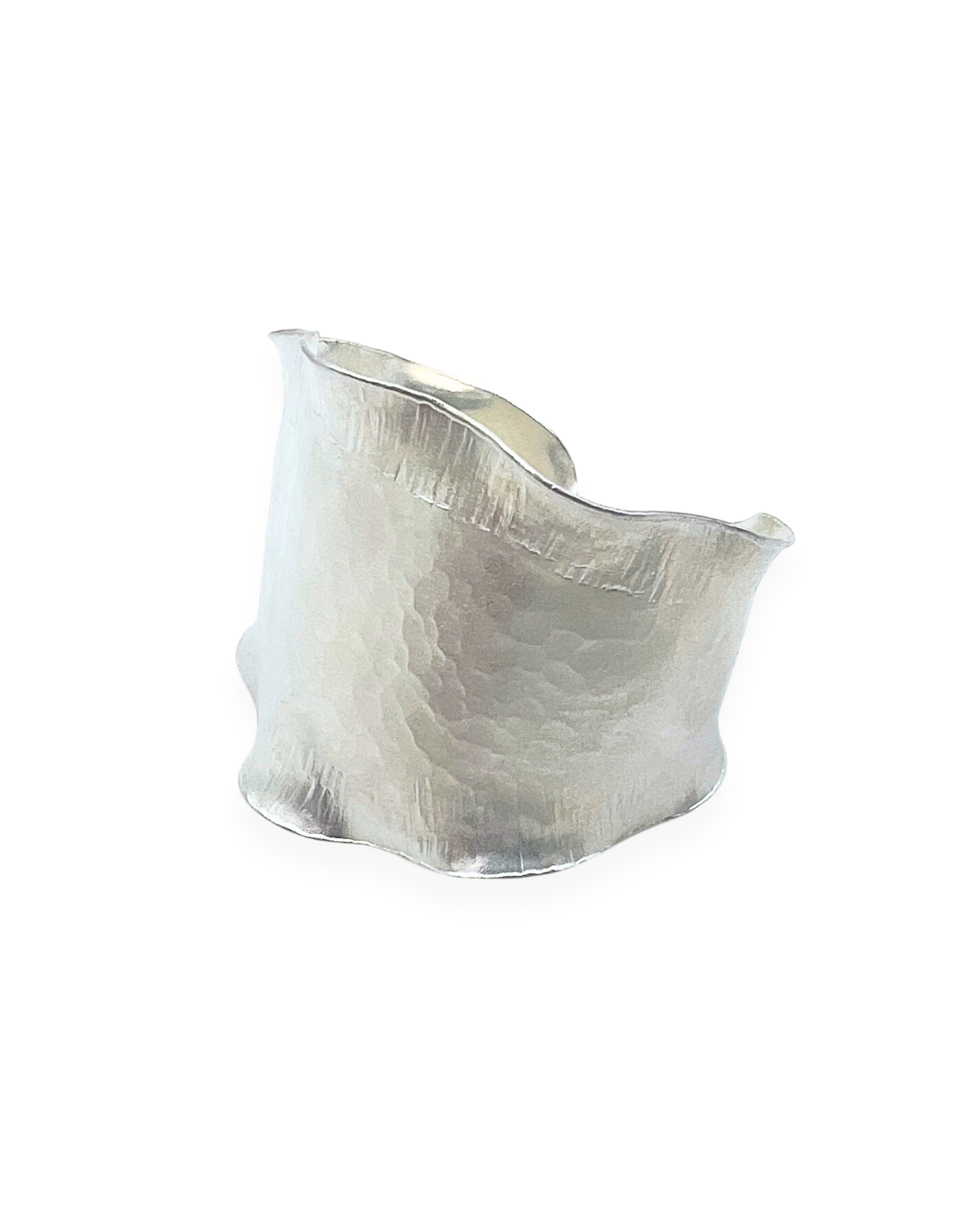 Hammered Satin Silver Wavy Cuff