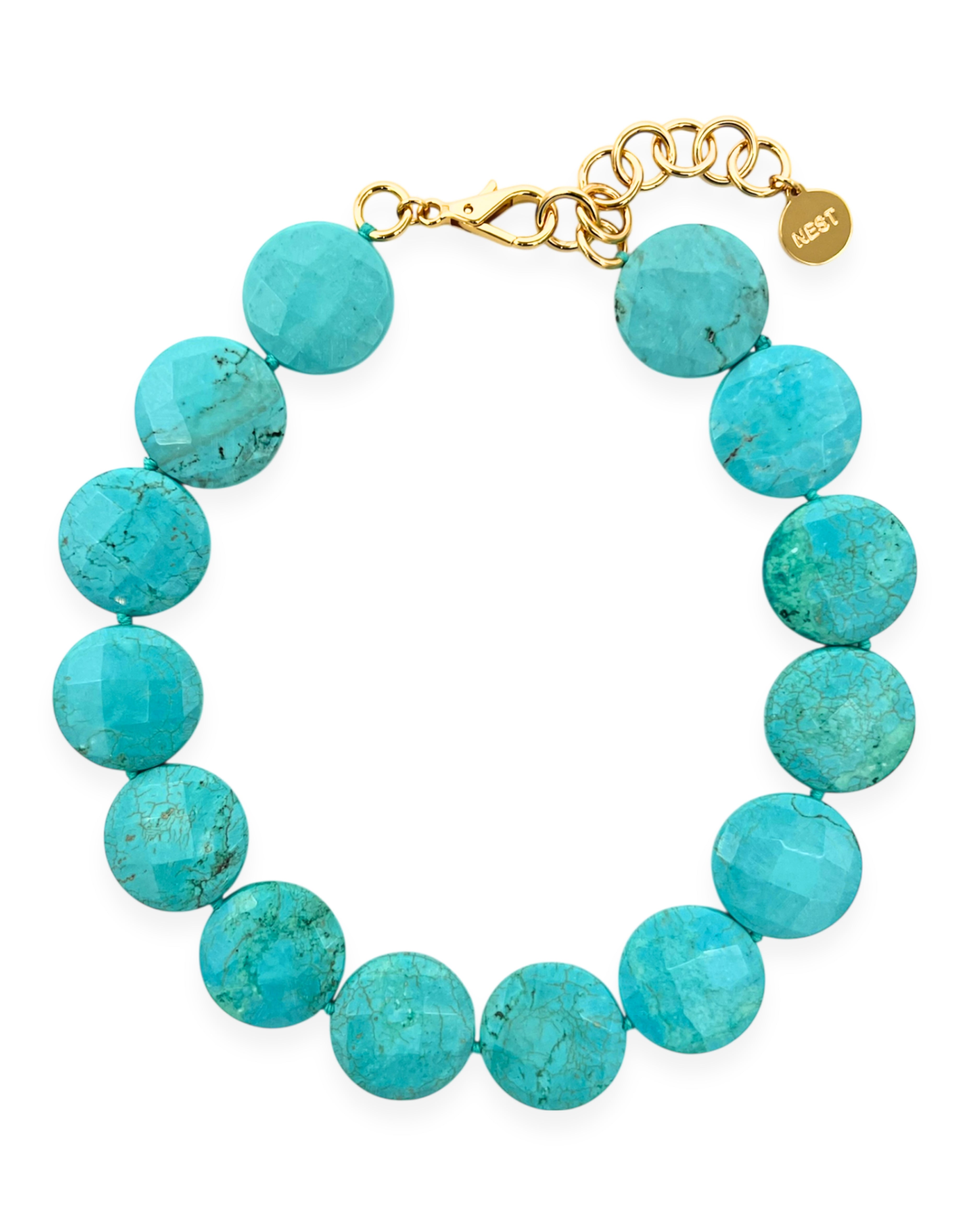 Faceted Turquoise Magnesite Statement Necklace