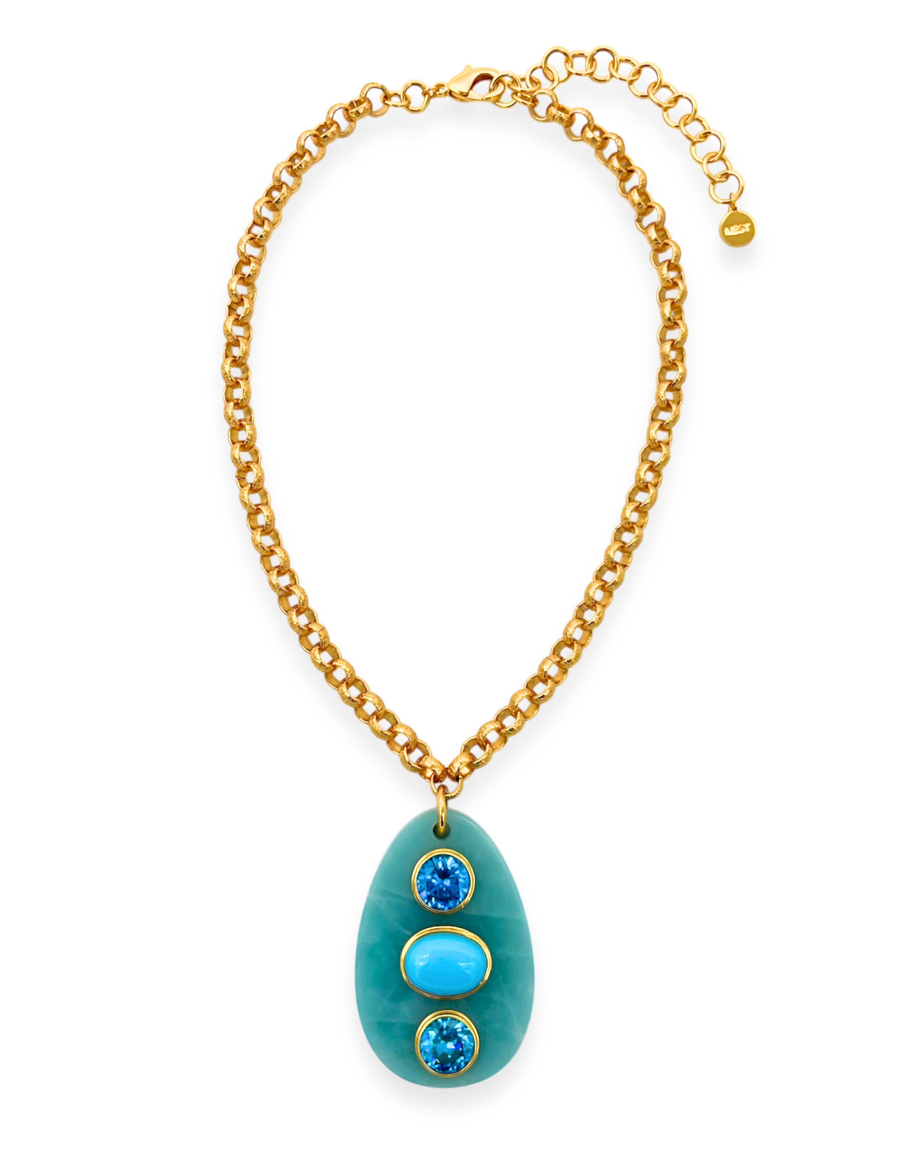 Amazonite, Turquoise & Crystal Pendant Necklace
