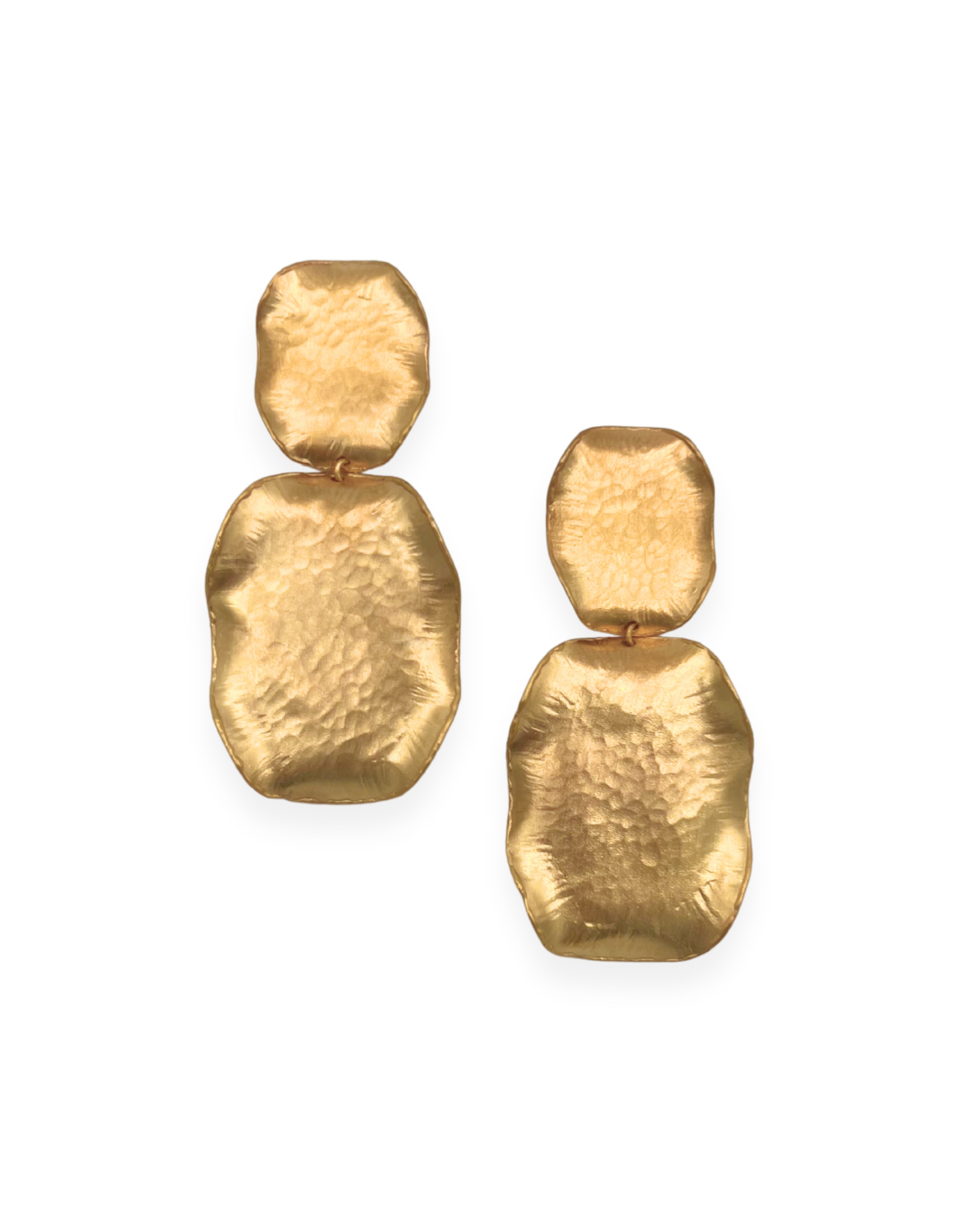 Hammered Satin Gold Statement Earrings