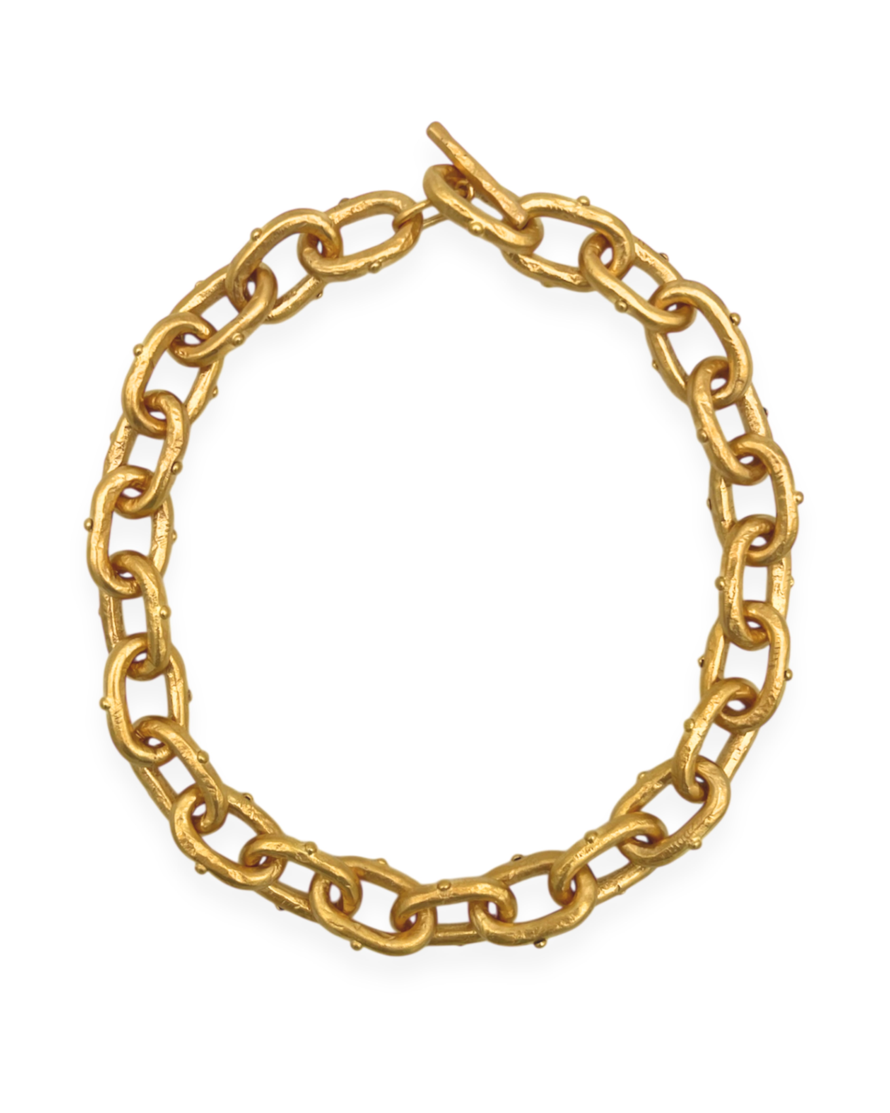 Satin Gold Chain Link Necklace