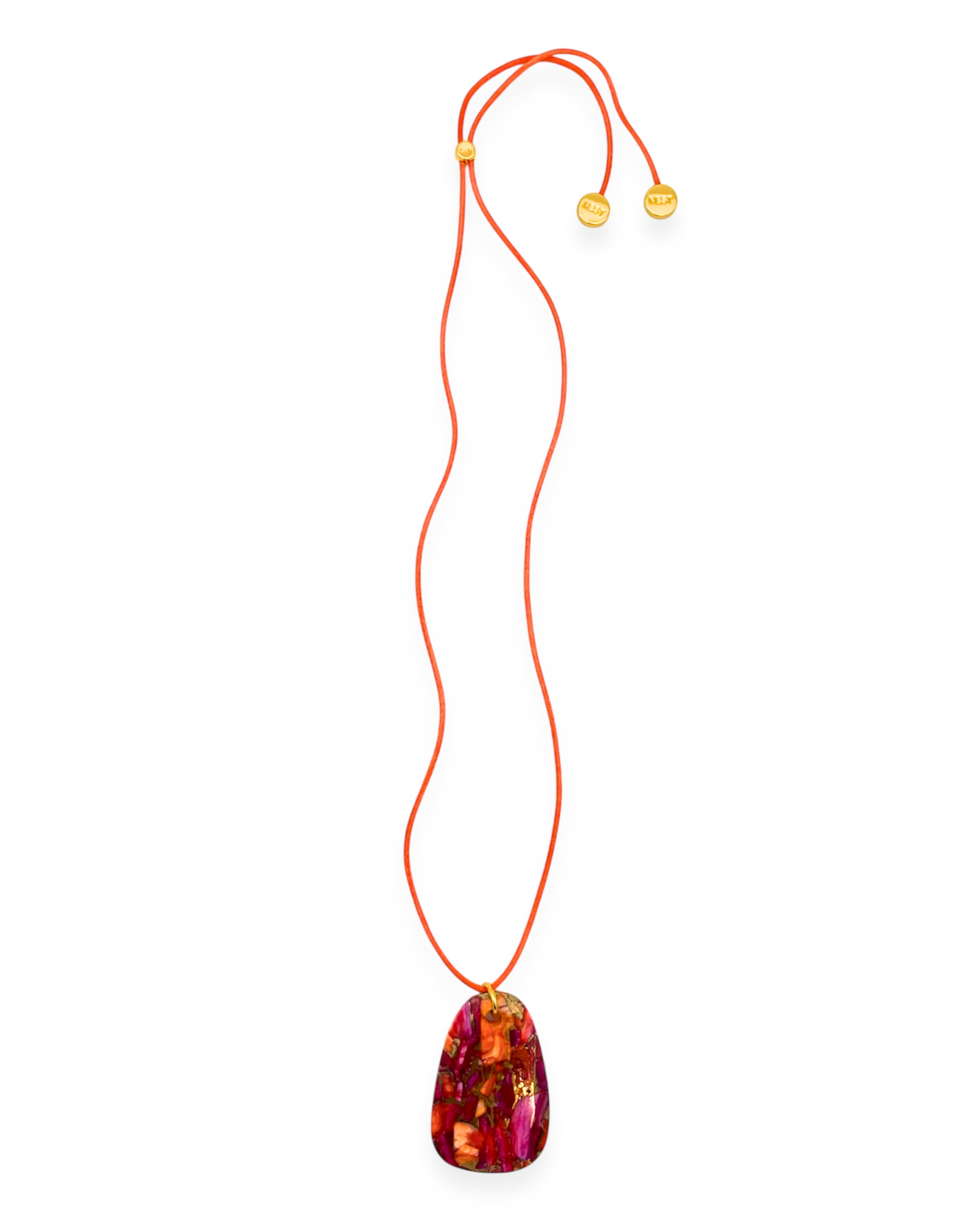 Magenta and Spiny Oyster Cord Necklace