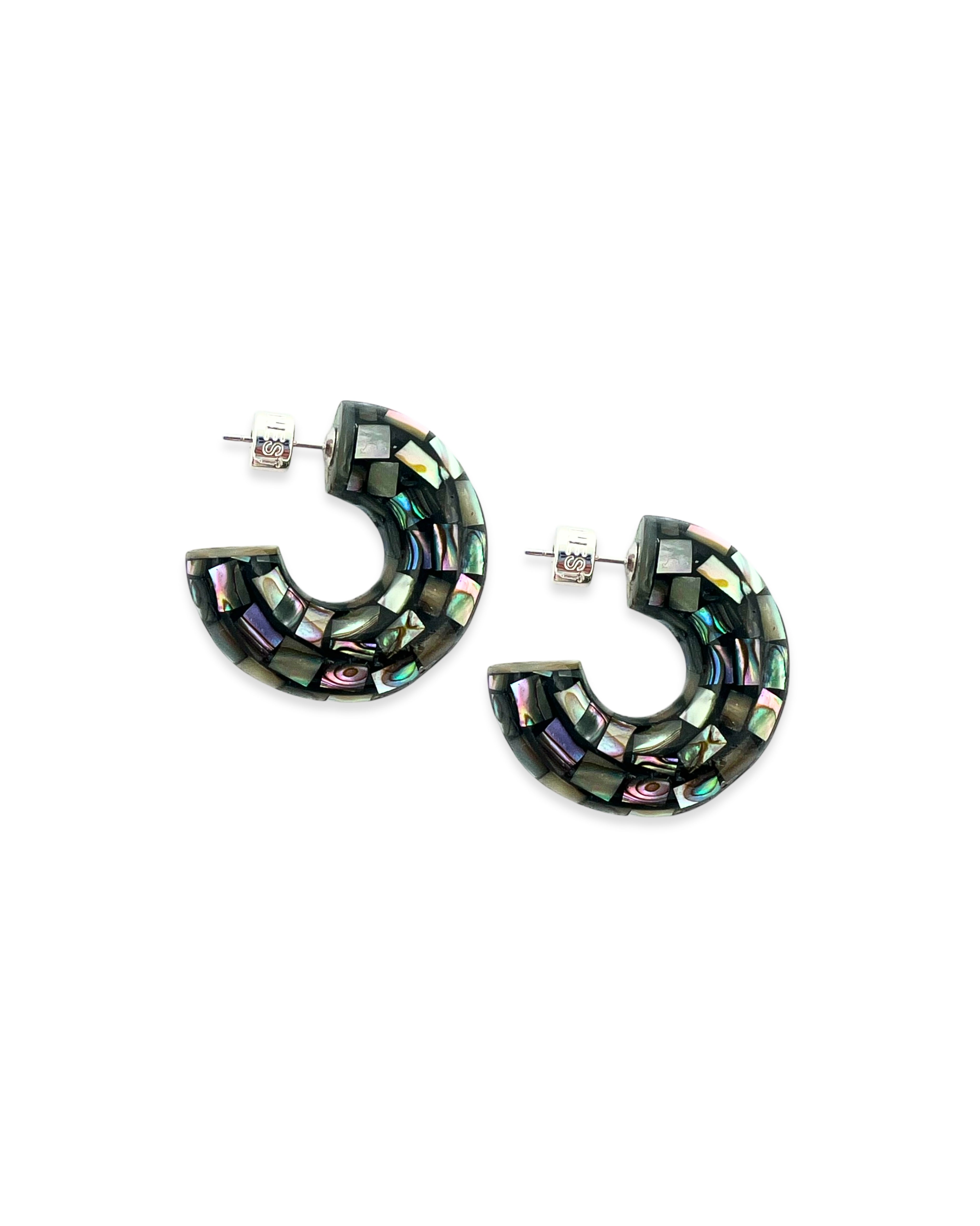 Abalone Chunky Hoop Earrings