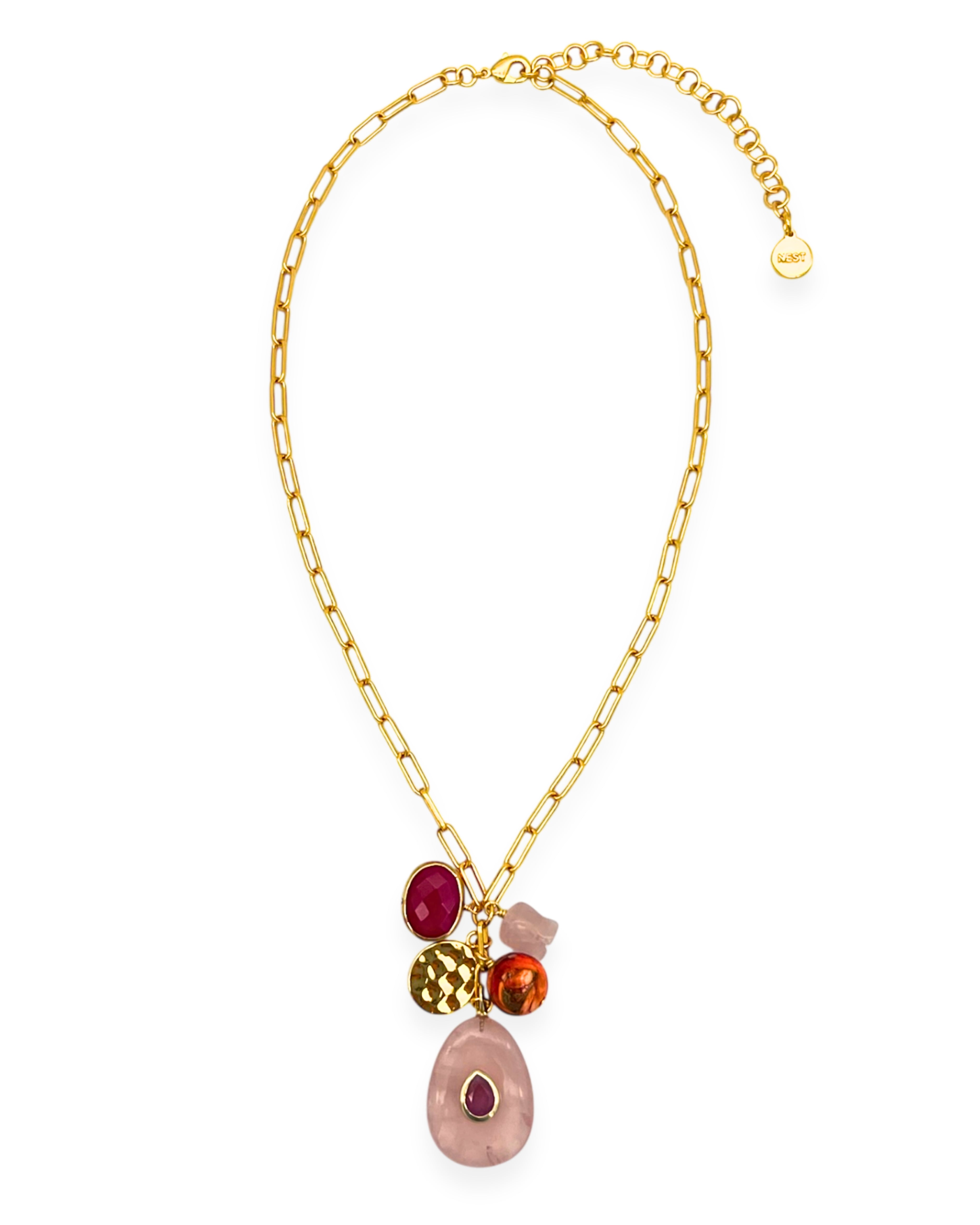 Rose Quartz Charm Necklace
