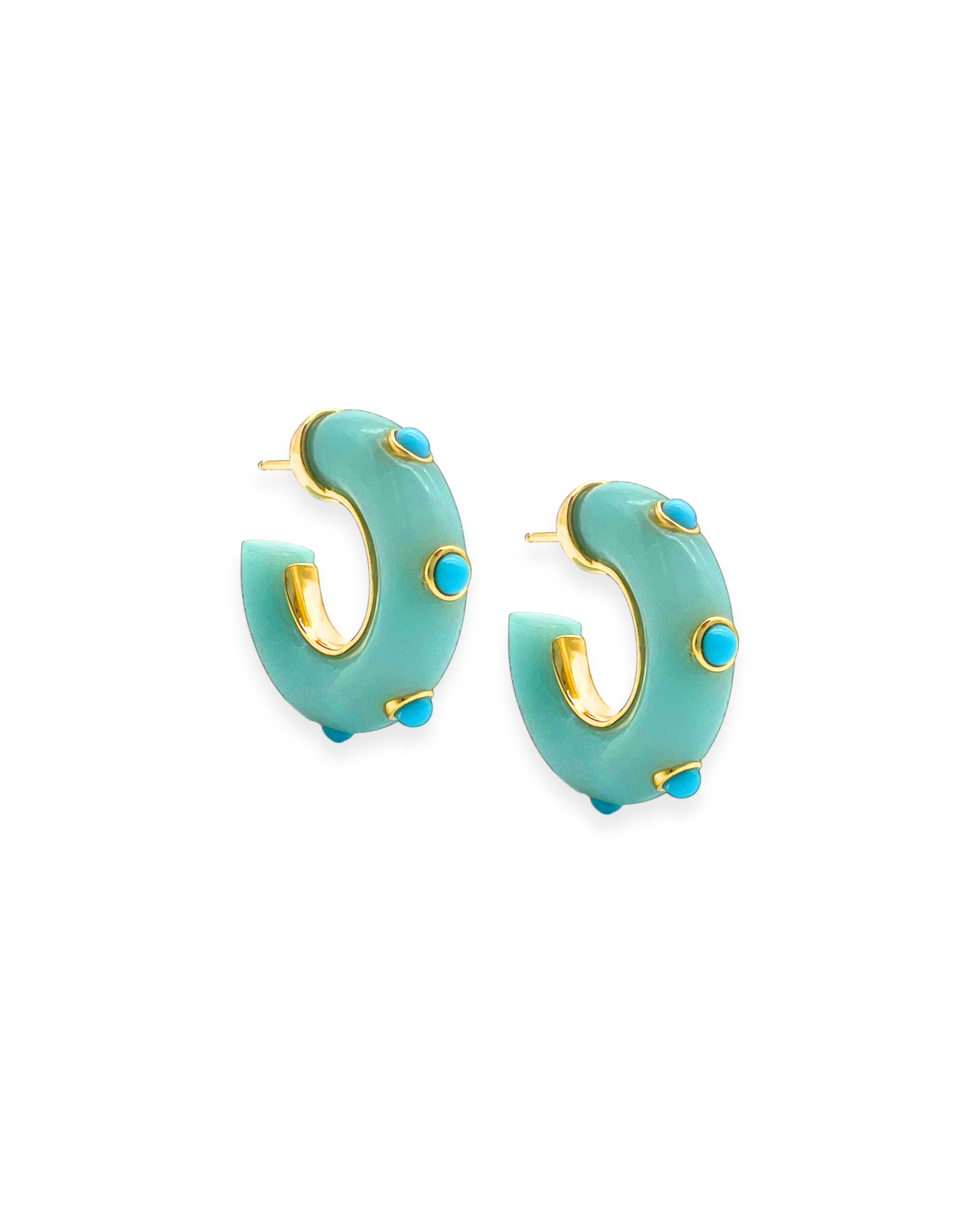 Amazonite Turquoise Studded Hoop Earrings