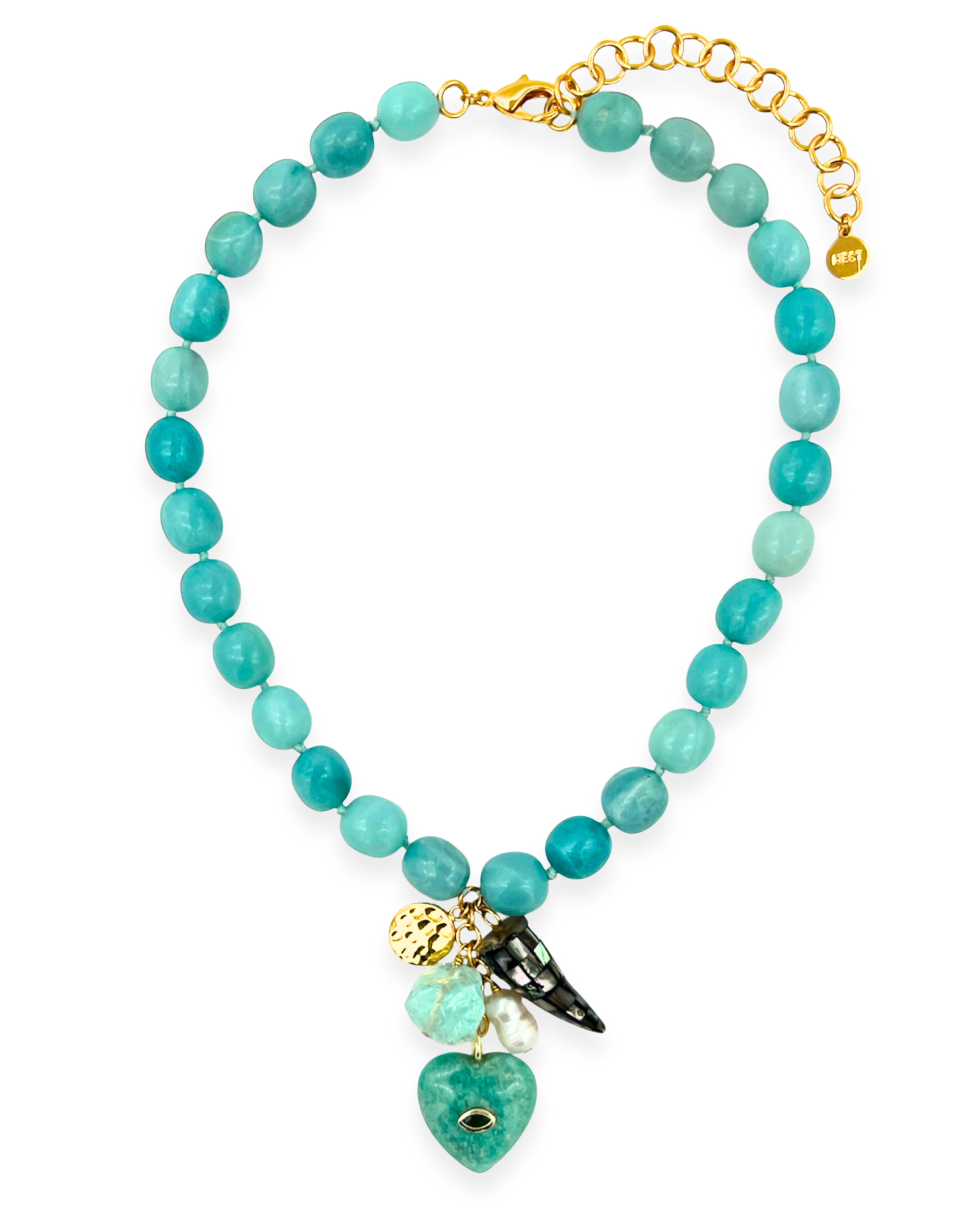 Amazonite Strand Charm Necklace