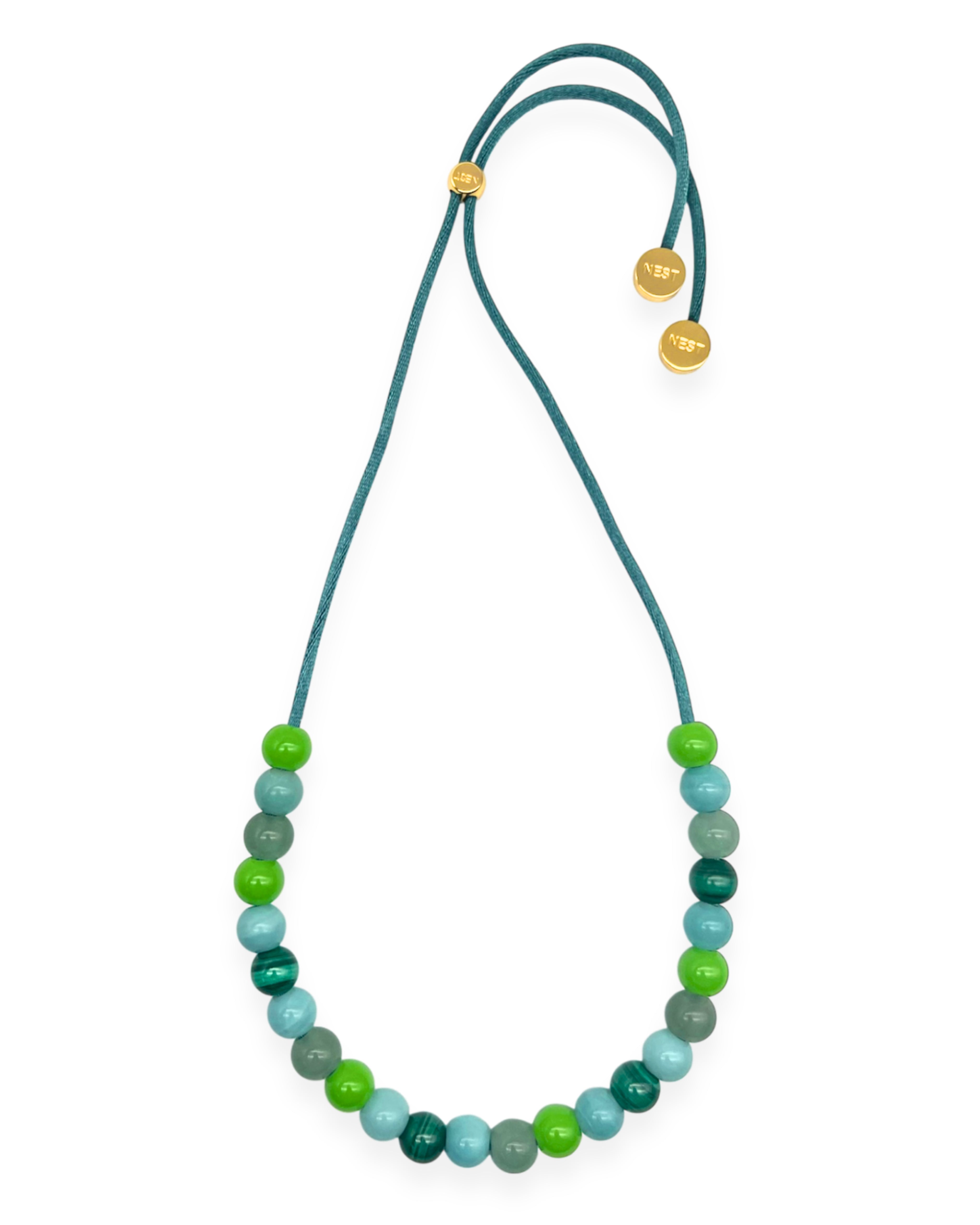 Long Mixed Gemstone Adjustable Cord Necklace