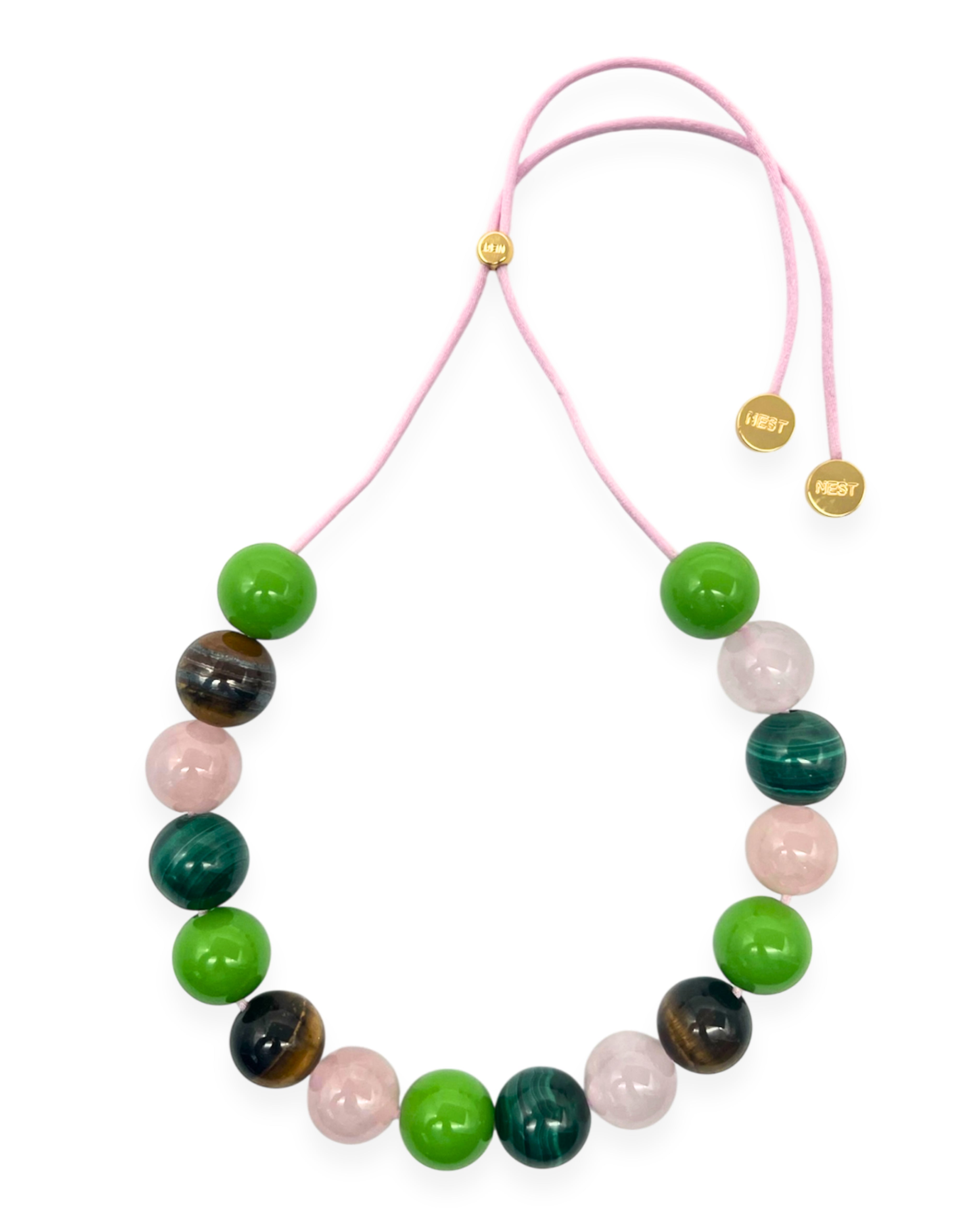 Mixed Gemstone Adjustable Cord Necklace