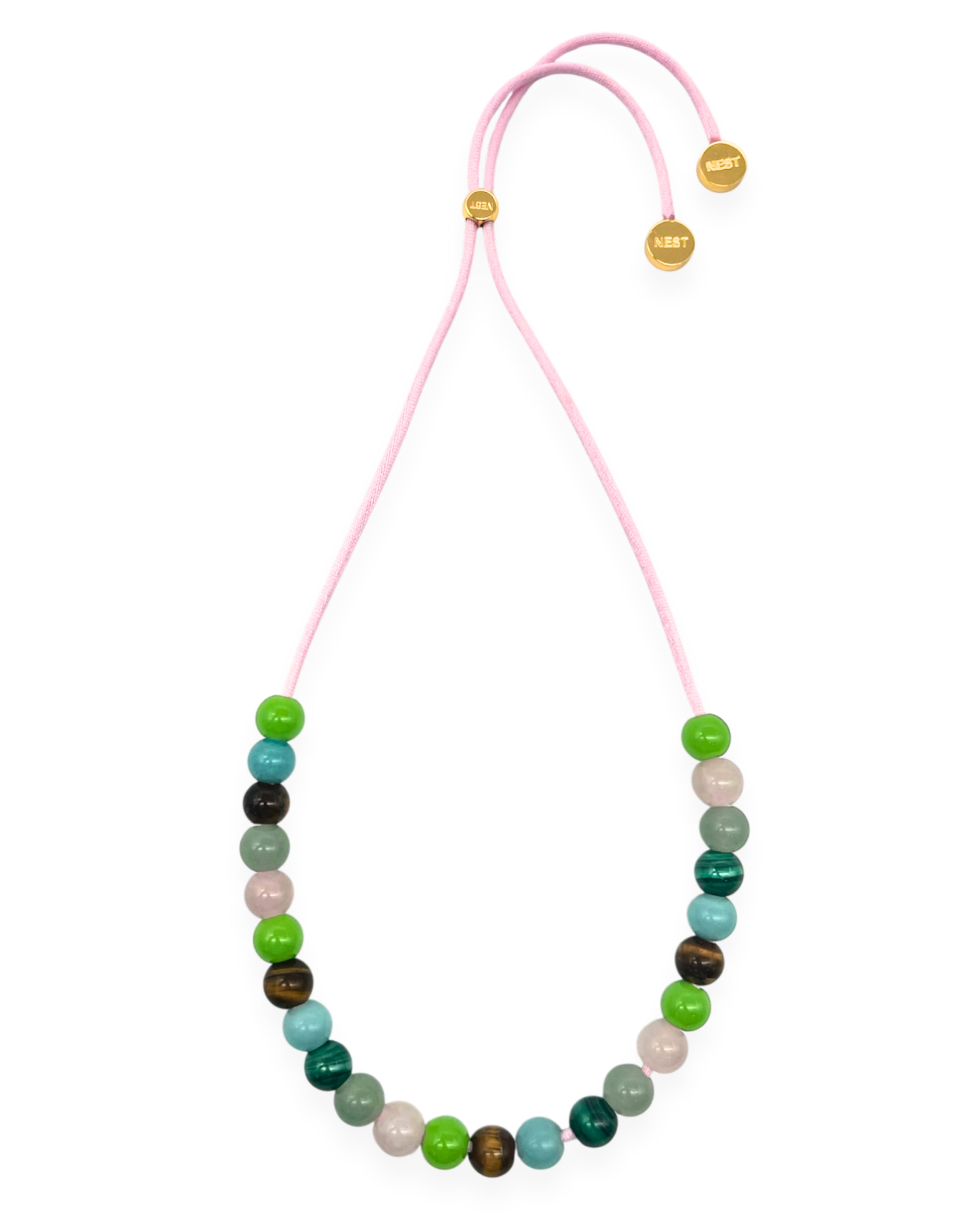 Long Mixed Gemstone Adjustable Cord Necklace