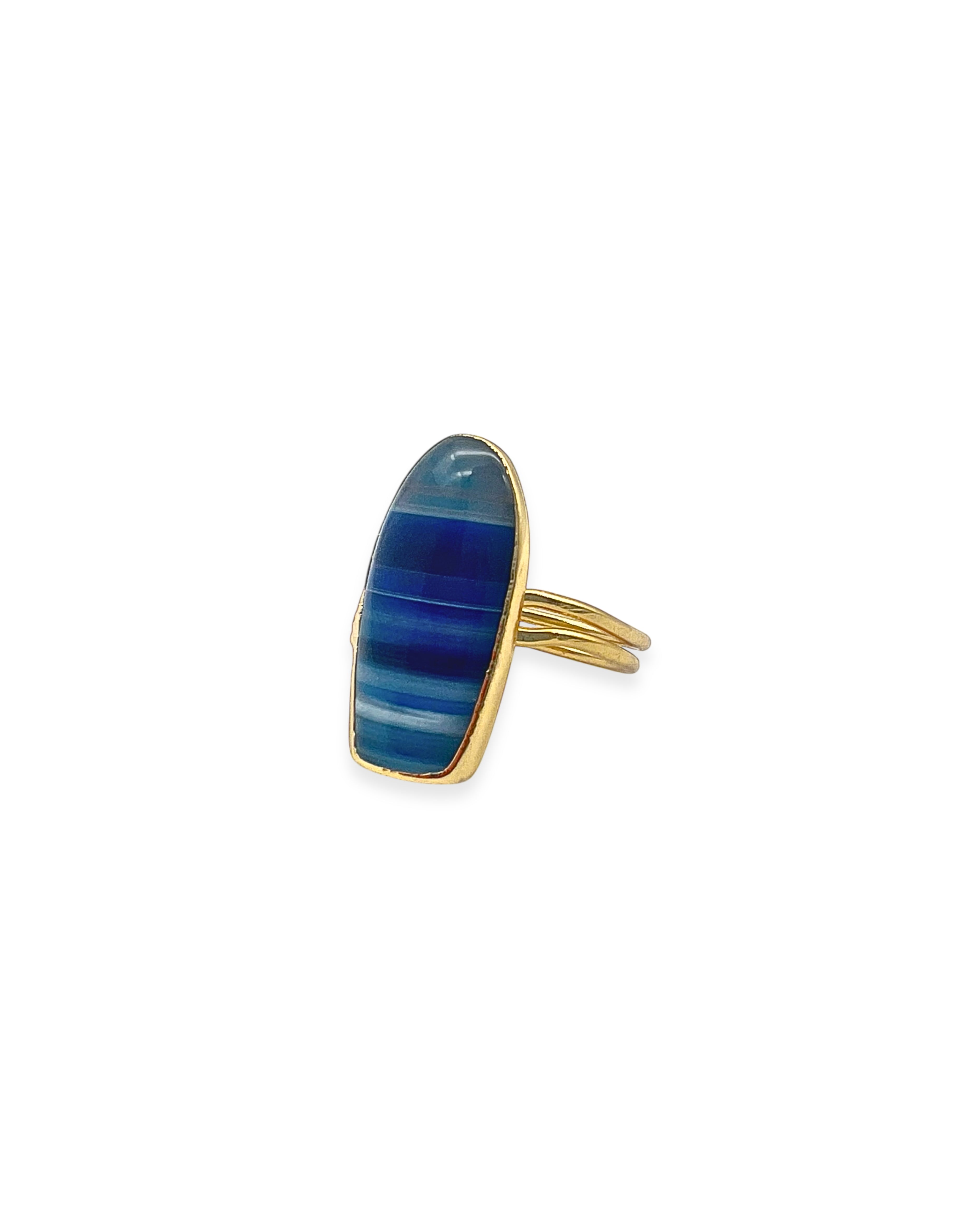 Blue Agate Adjustable Ring