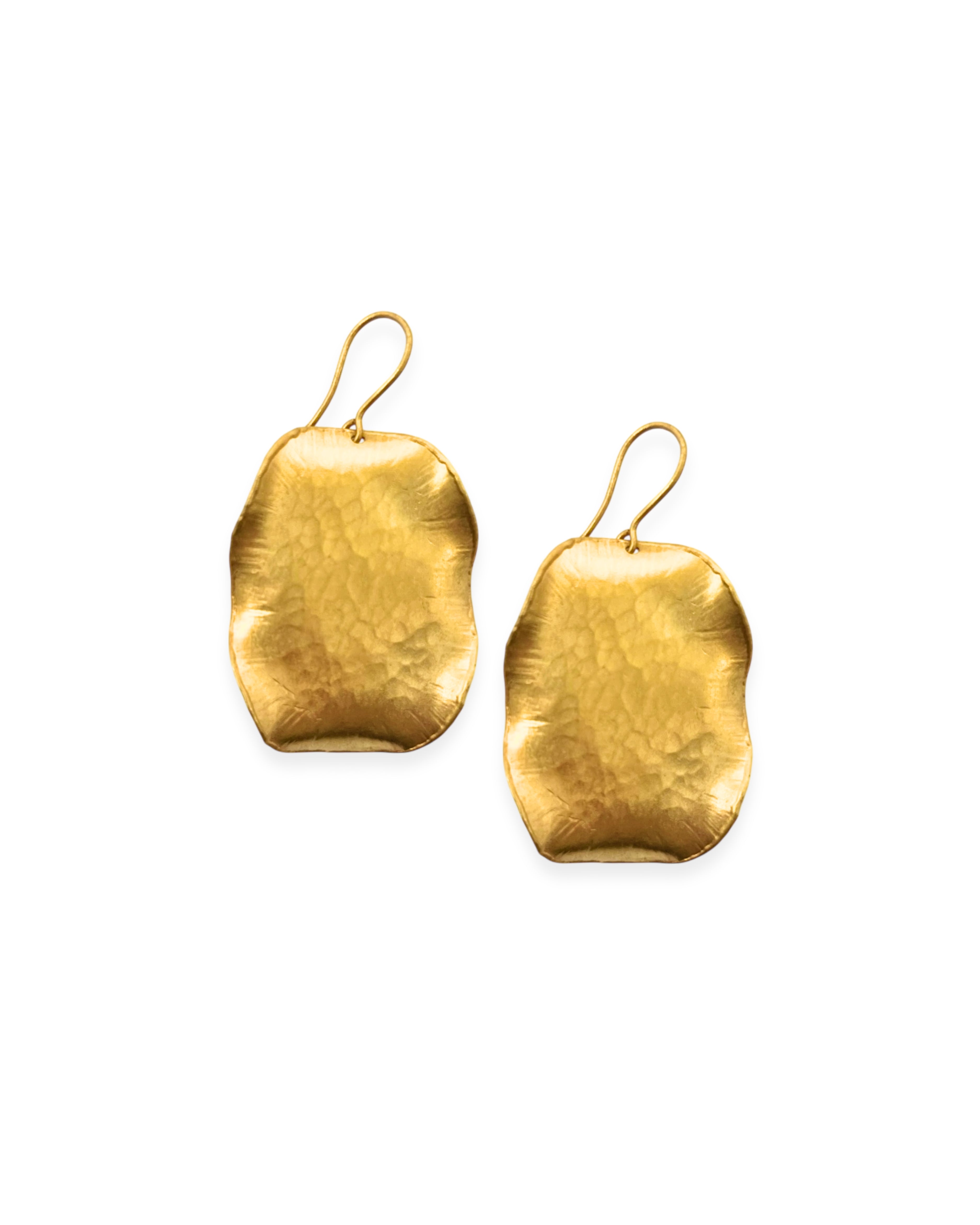 Hammered Satin Gold Statement Earrings