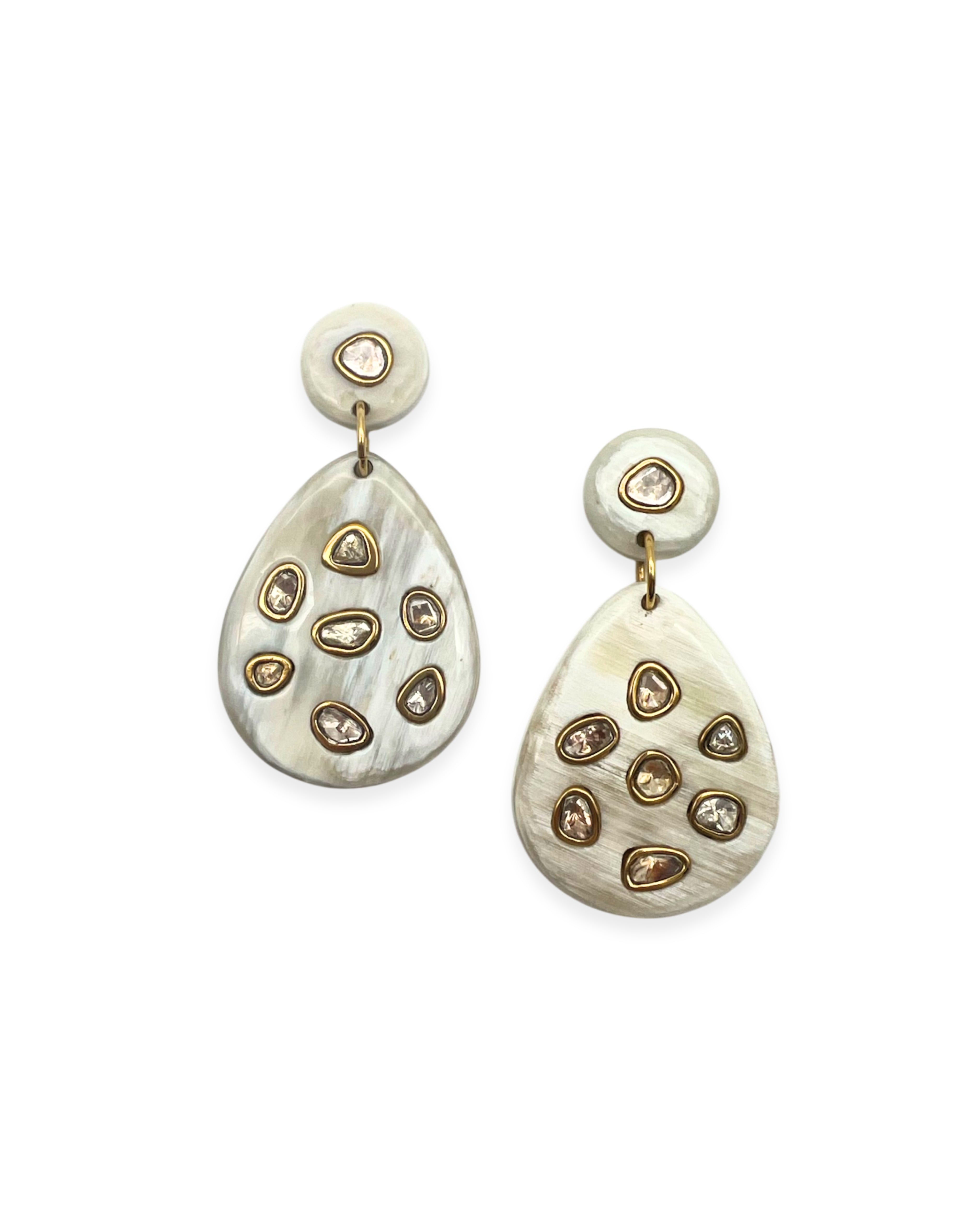 Blonde Horn and Diamond Earrings