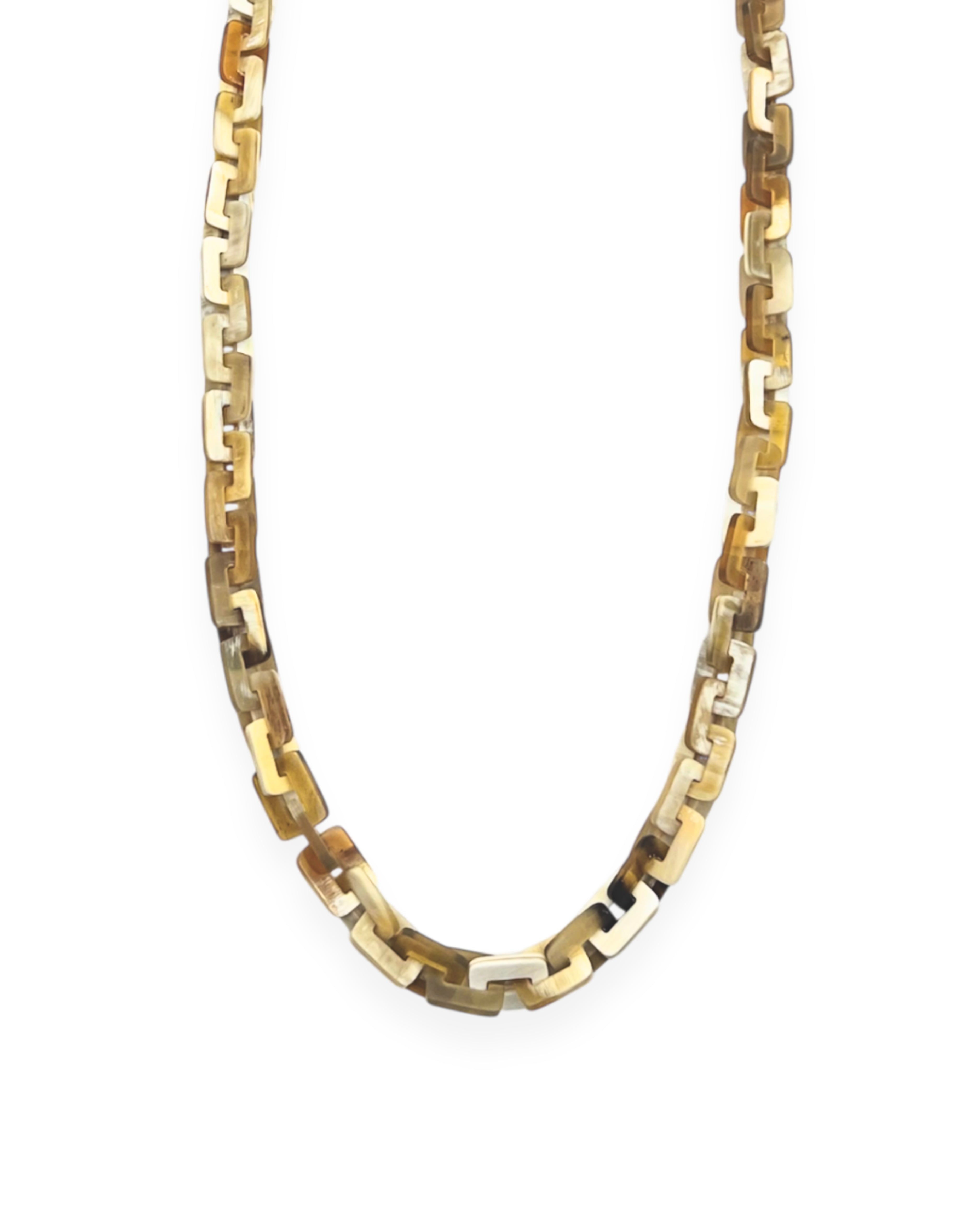 Blonde Horn Chainlink Long Necklace