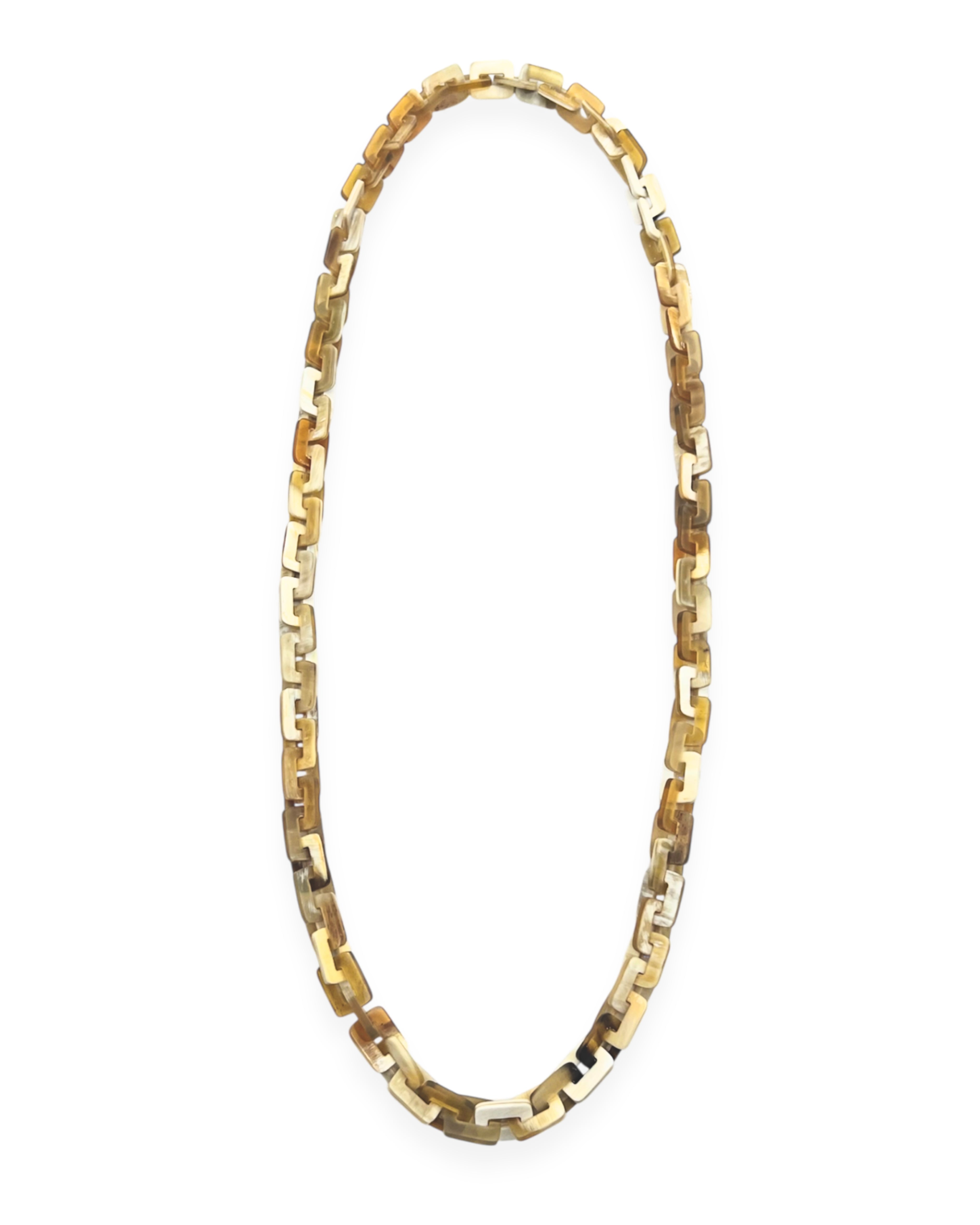 Blonde Horn Chainlink Long Necklace