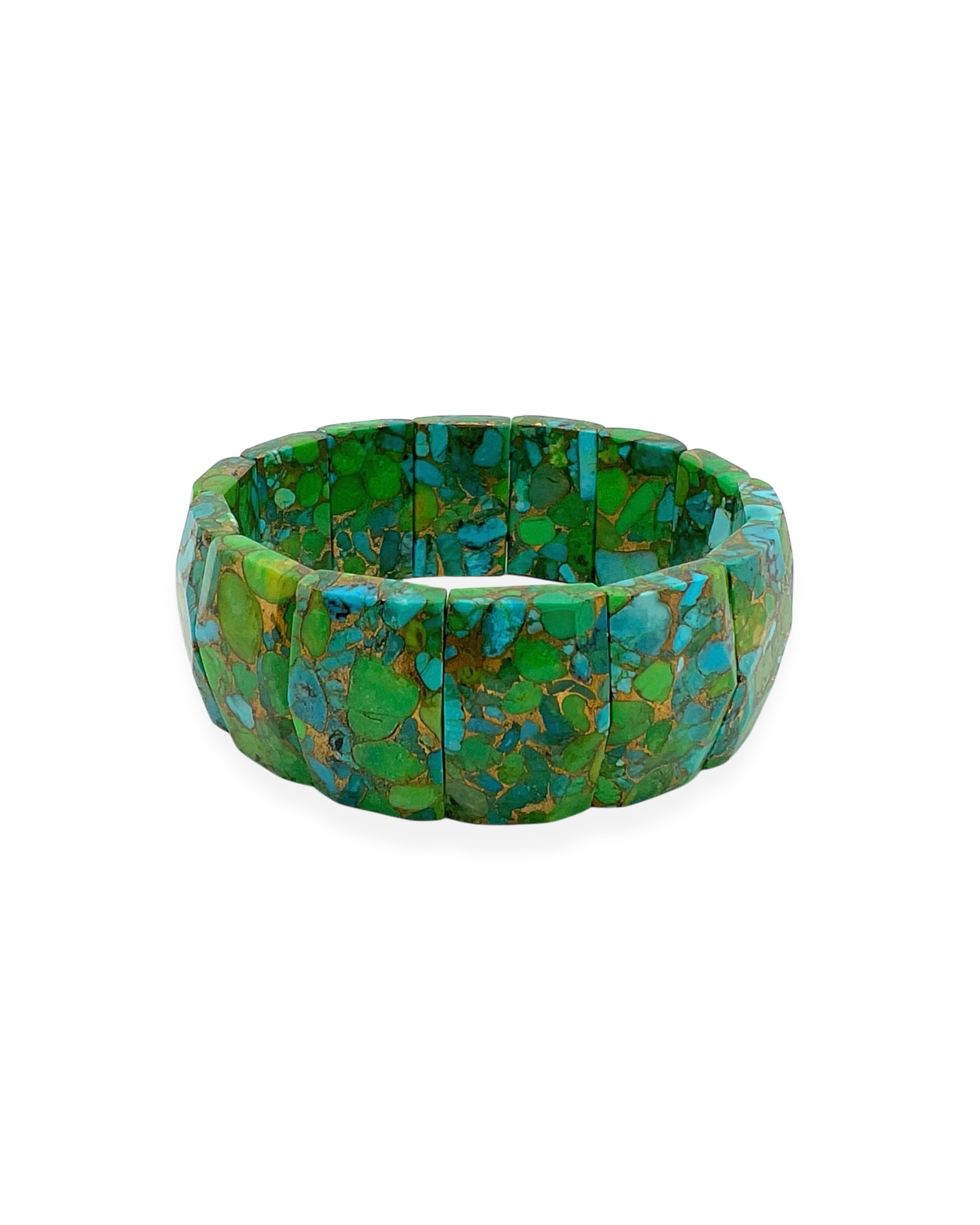 Green and Blue Turquoise Statement Stretch Bracelet