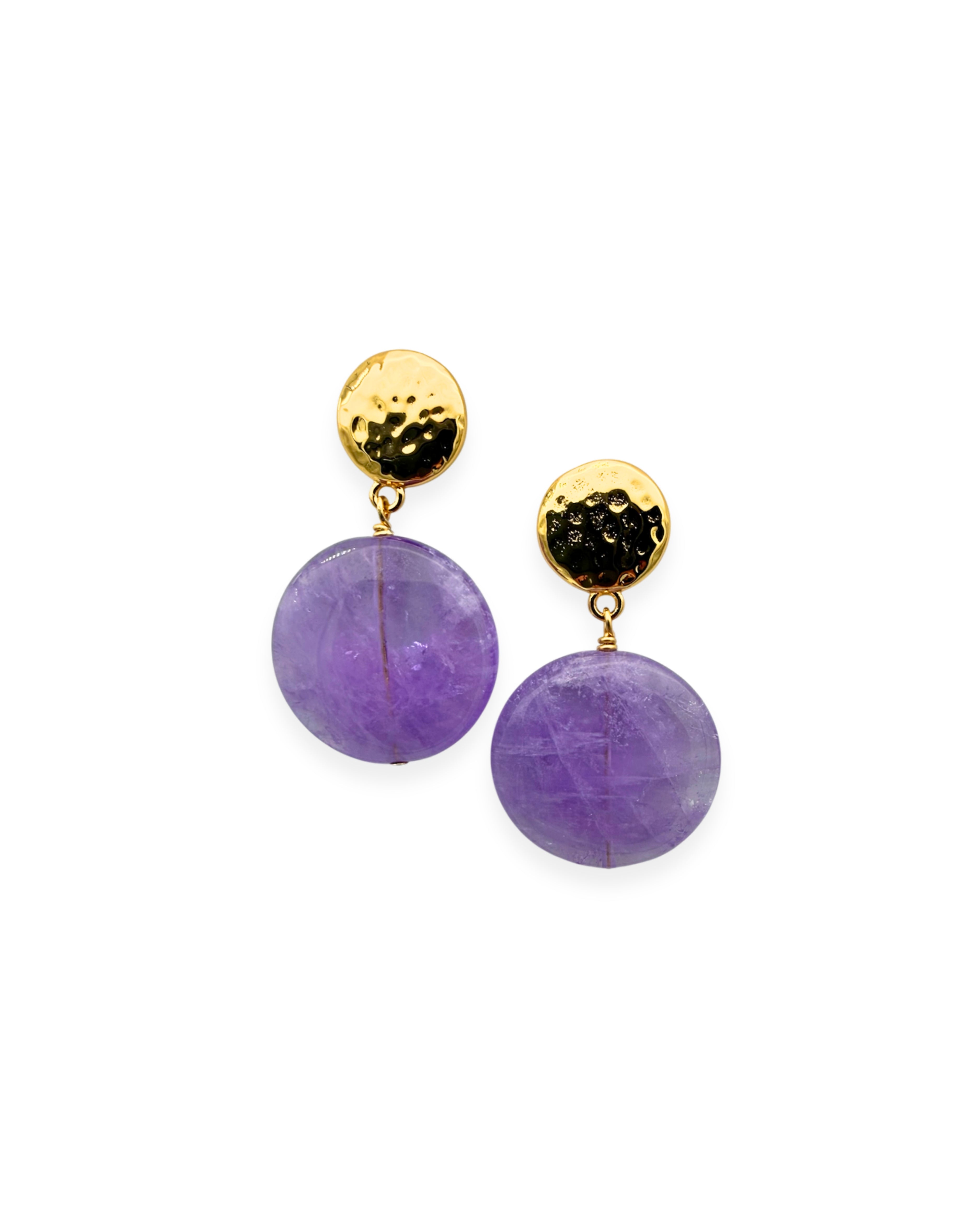 Amethyst Disc Earrings