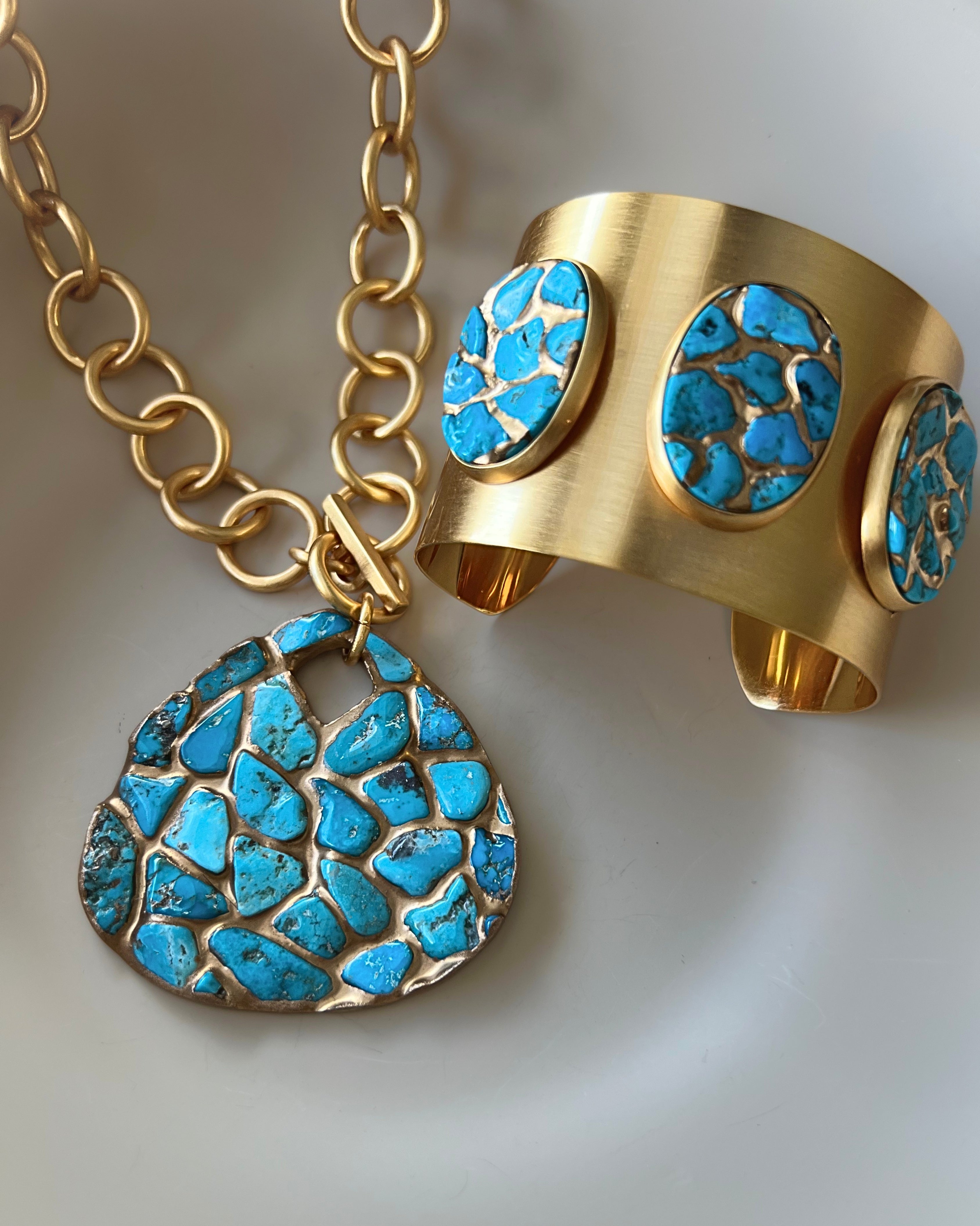 Turquoise Nugget Toggle Necklace