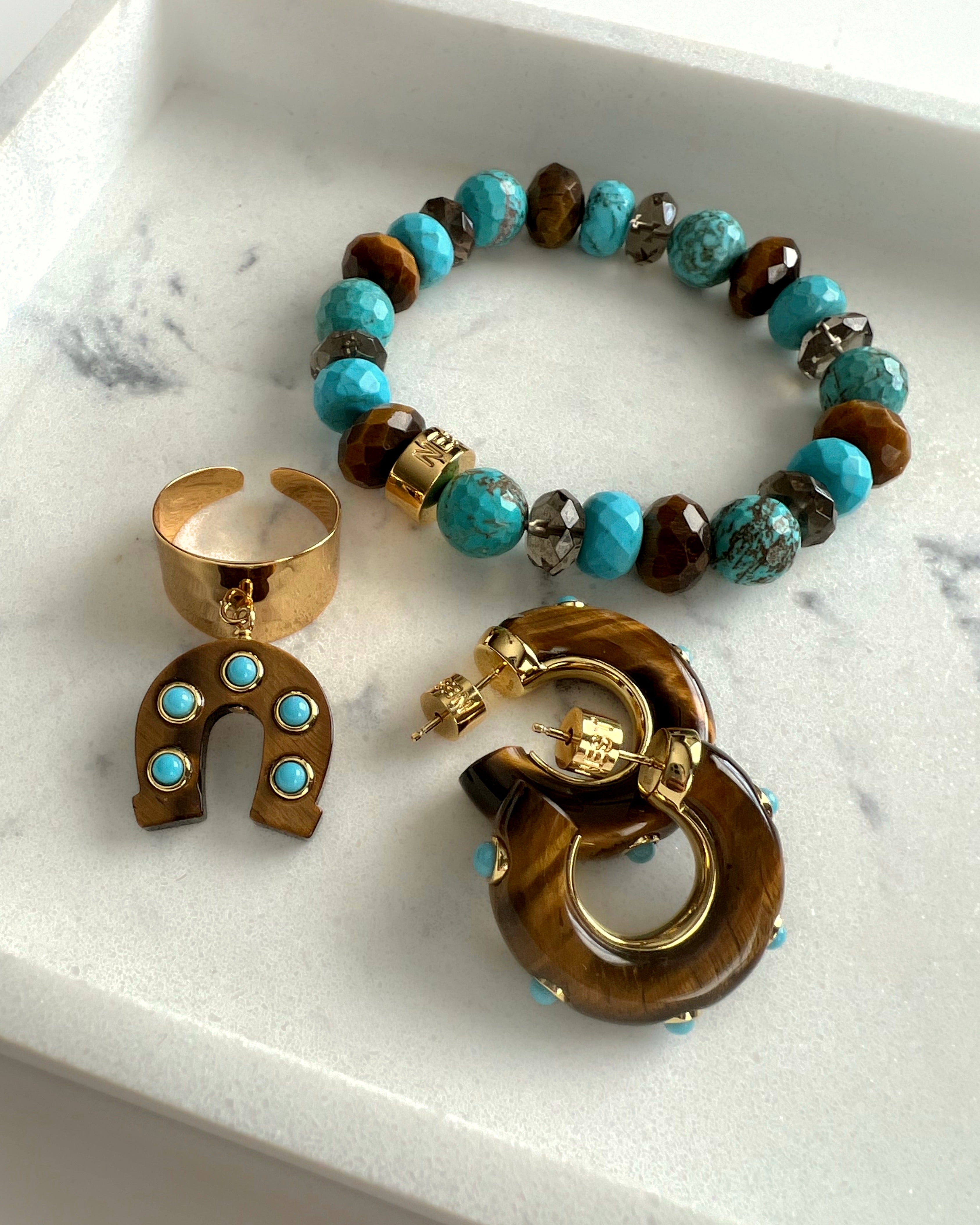 Turquoise & Tigers Eye Stretch Bracelet