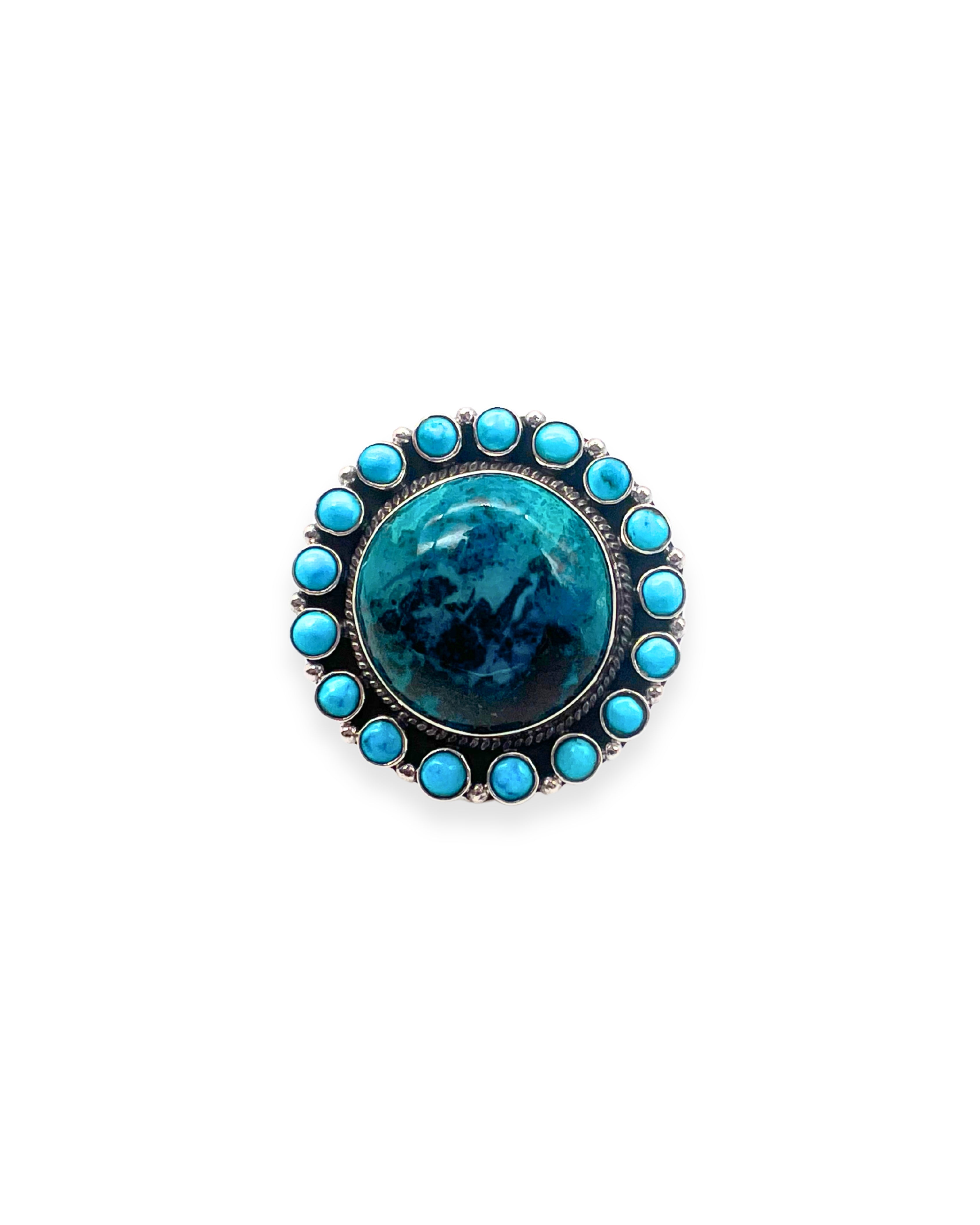 Shattuckite and Turquoise Silver Ring