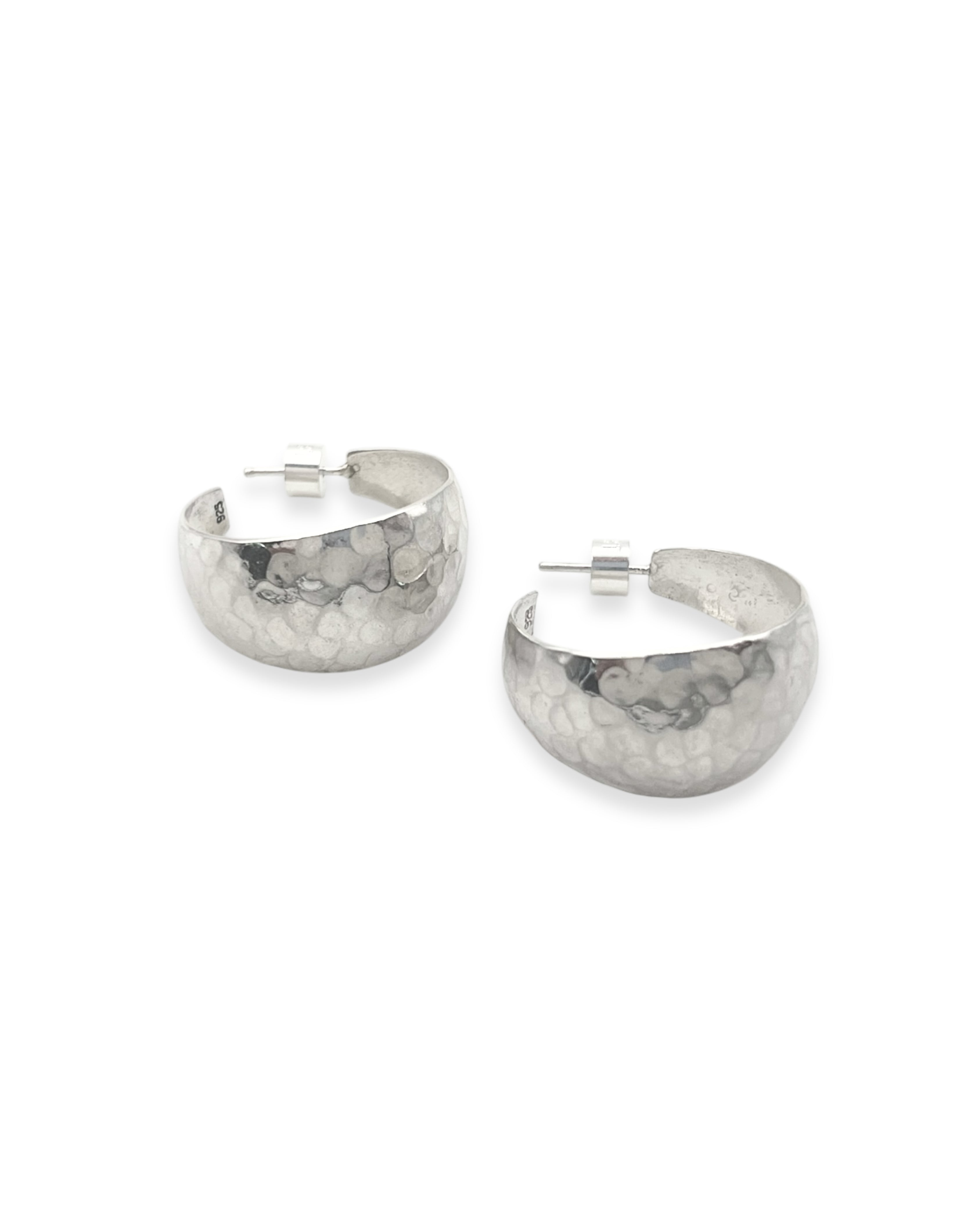 Sterling Silver Hammered Hoops