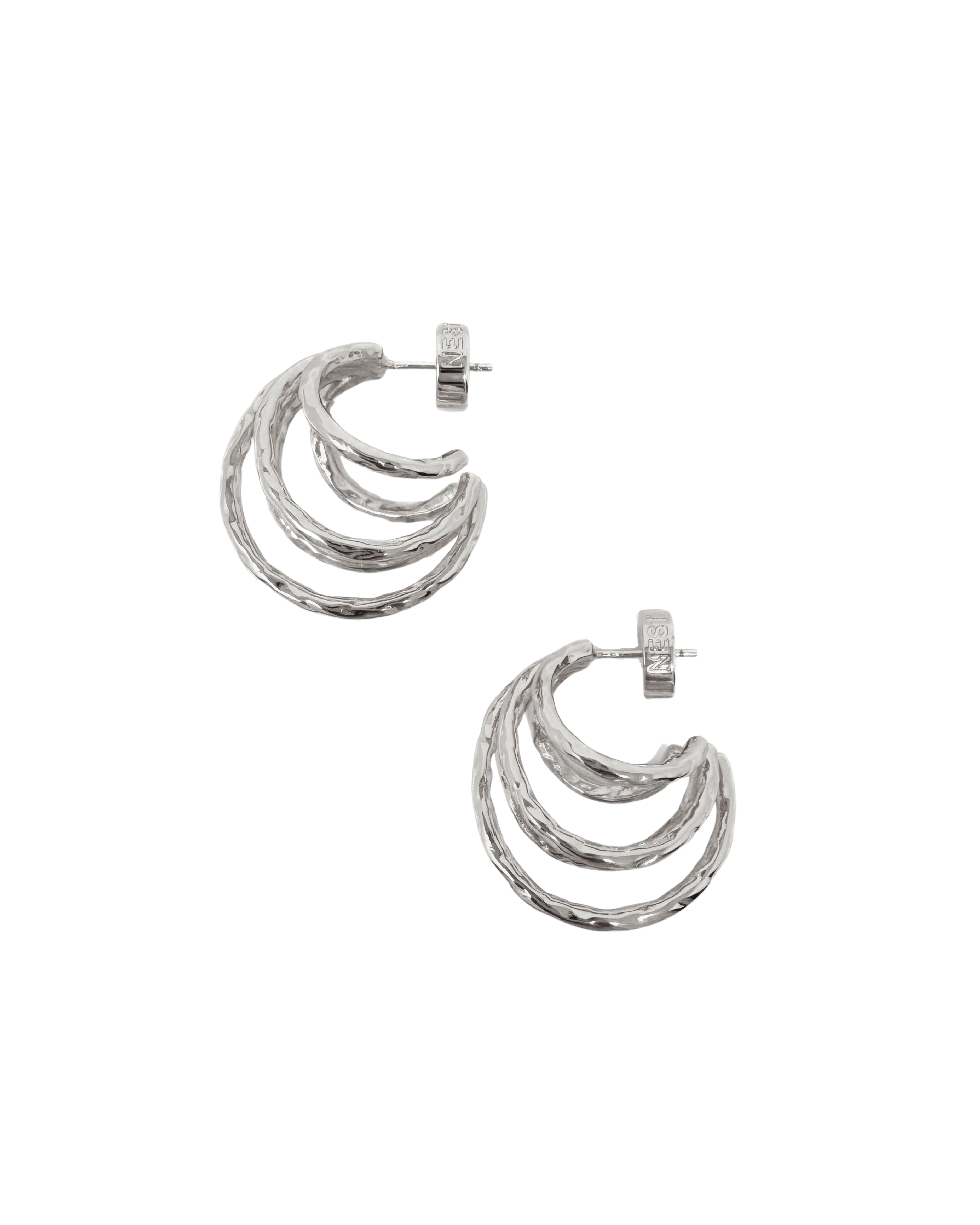 Silver Hammered Multi-Hoops Earrings