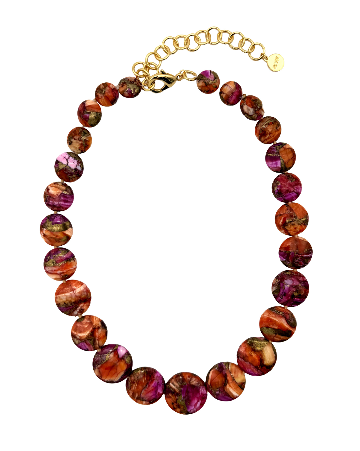 Magenta Spiny Oyster Coin Necklace