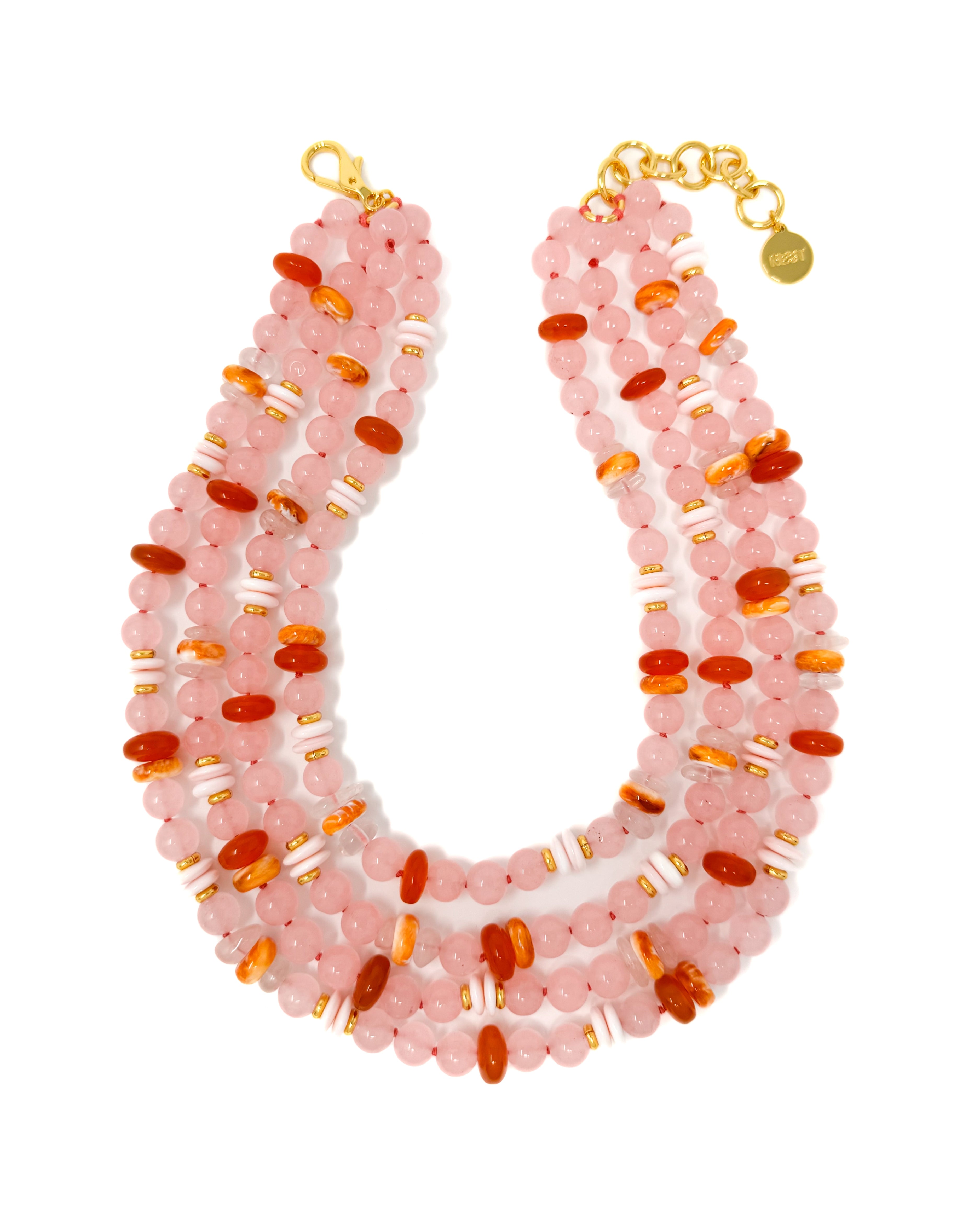 Rose Quartz and Gemstone Mix Statement Necklace