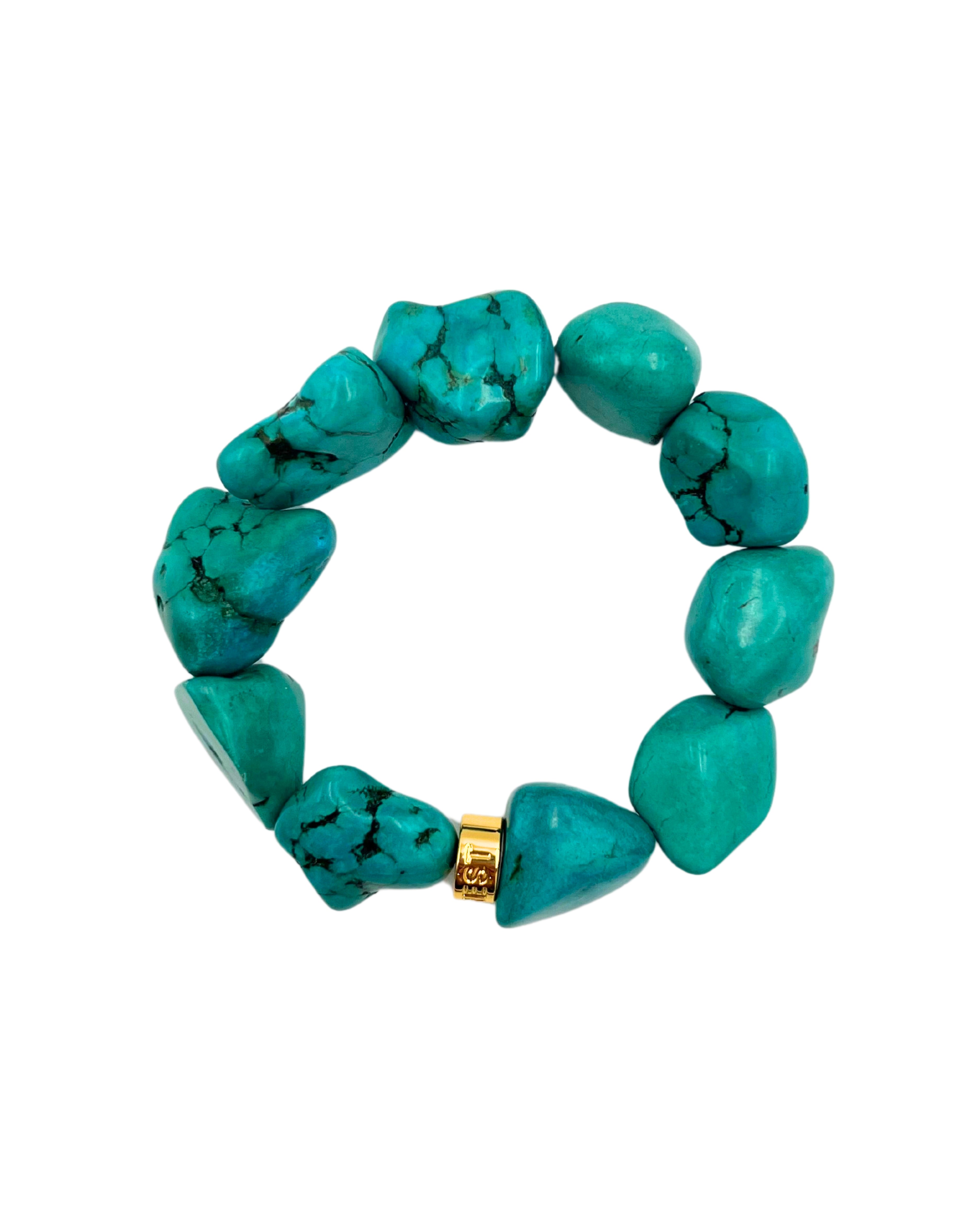 Green Turquoise Nugget Stretch Bracelet