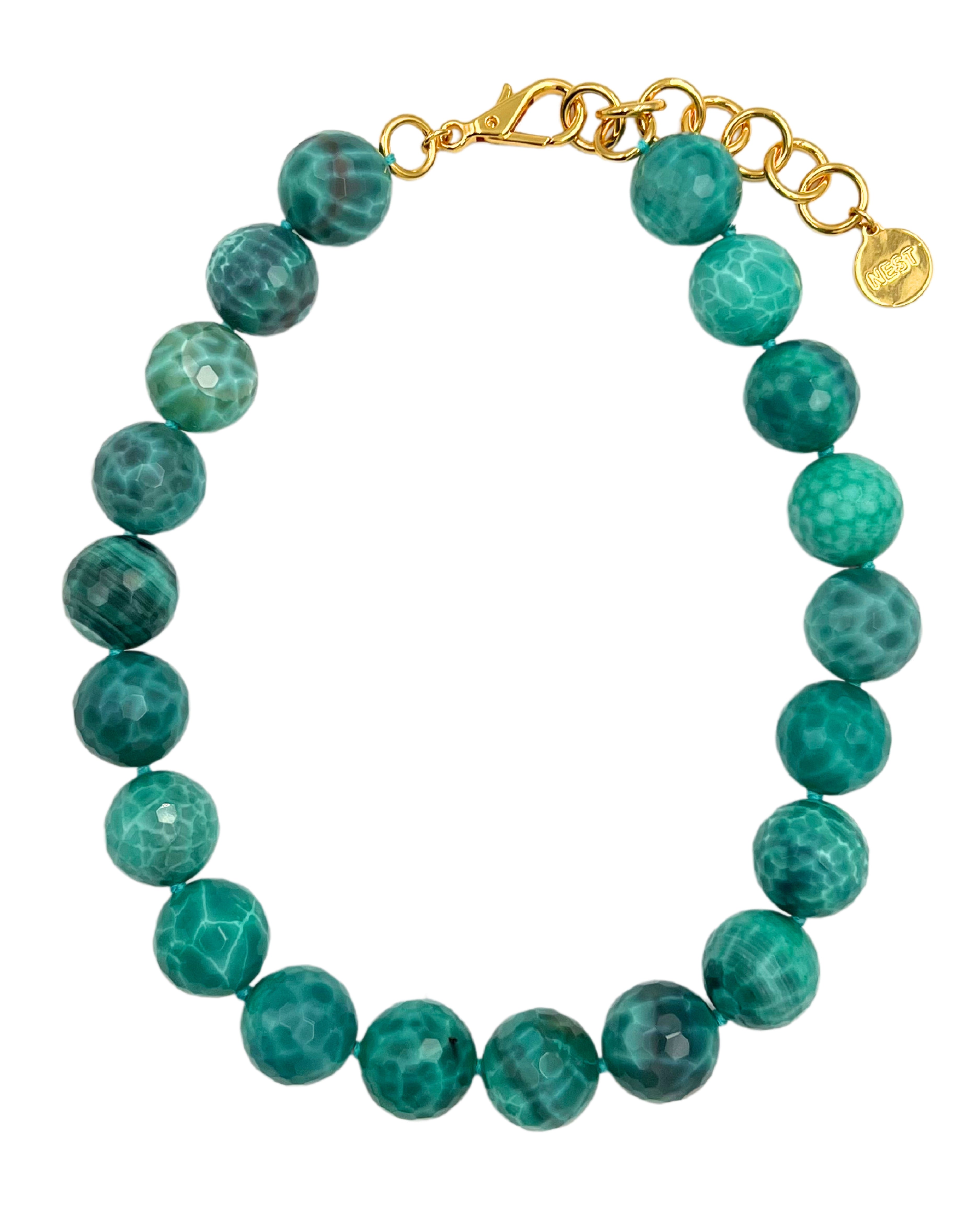 Peacock Green Agate Statement Strand Necklace