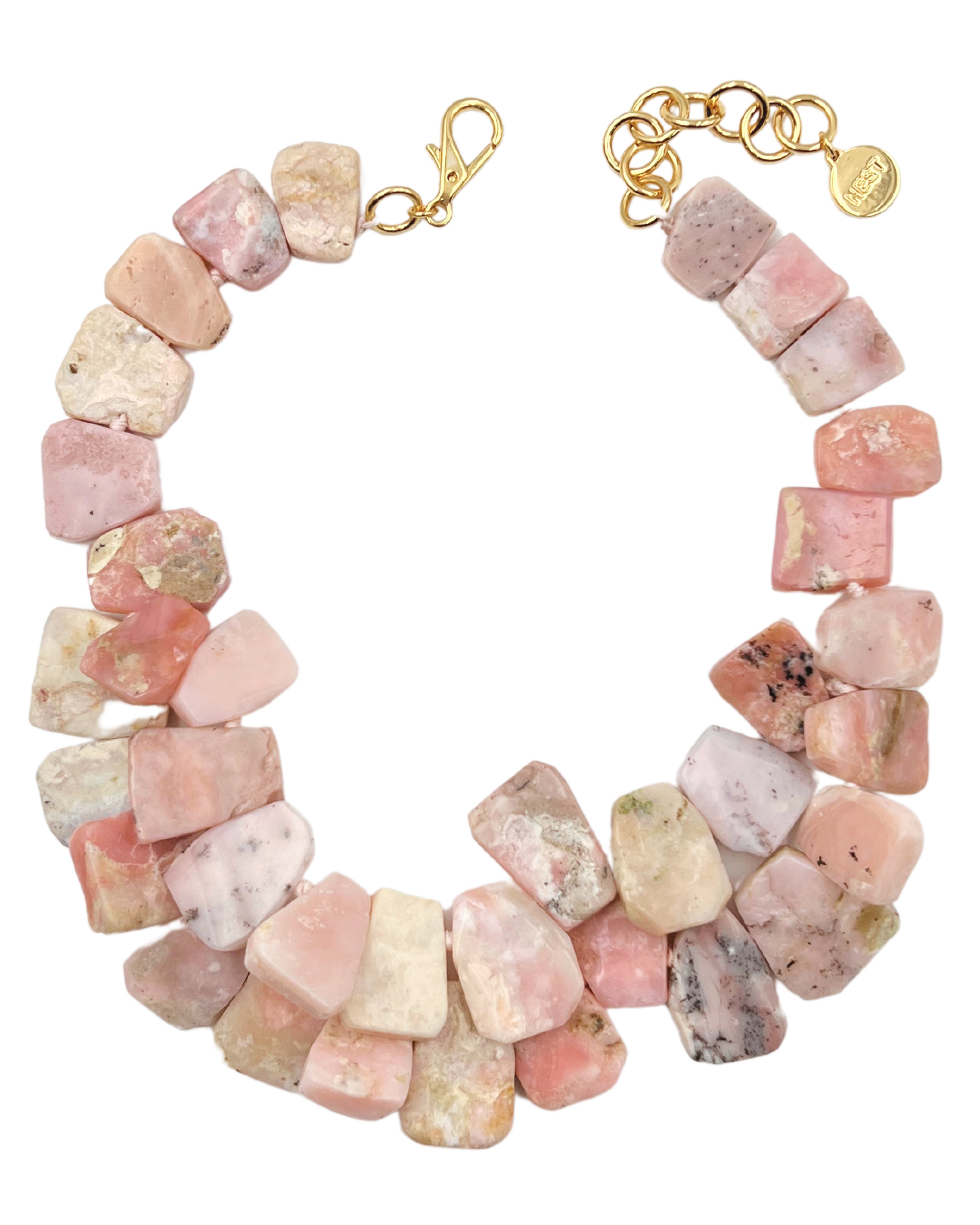 Pink Opal Cluster Necklace