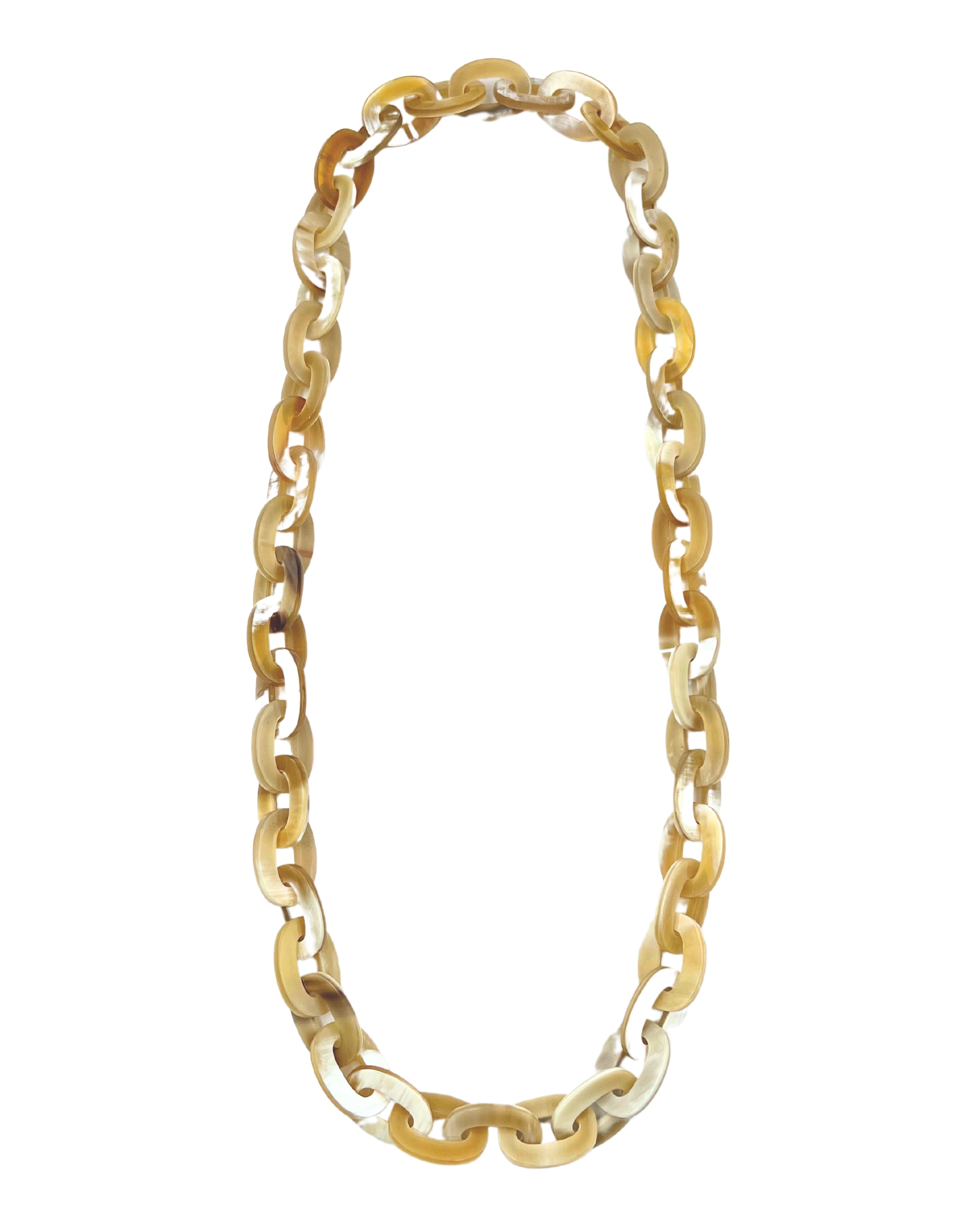 Blonde Horn Long Chainlink Necklace
